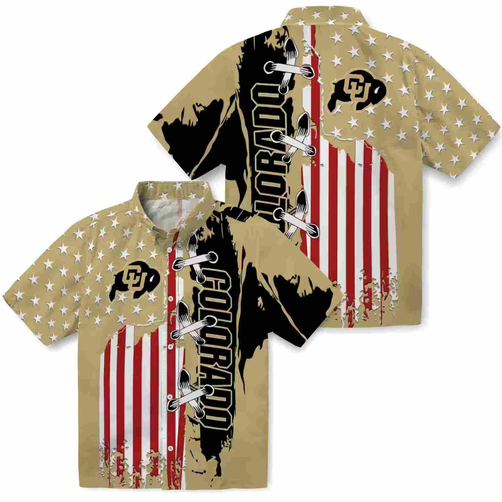 colorado buffaloes stitched flag gold hawaiian shirt high quality