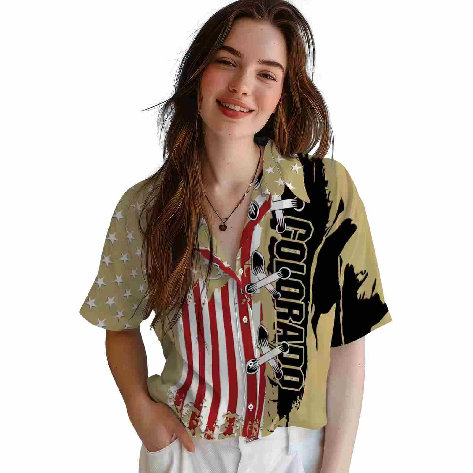 colorado buffaloes stitched flag gold hawaiian shirt latest model