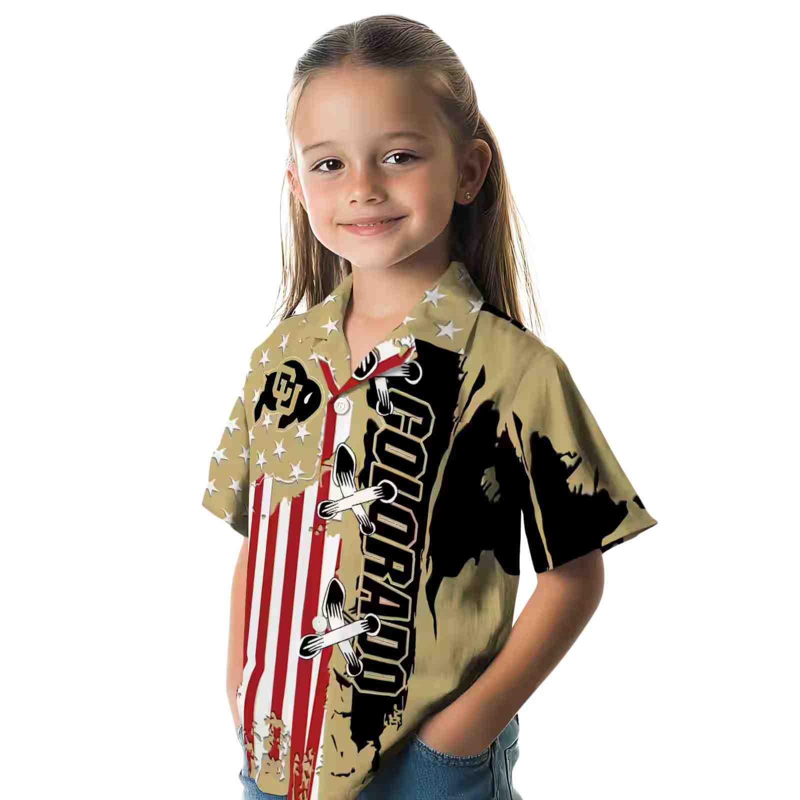 colorado buffaloes stitched flag gold hawaiian shirt premium grade