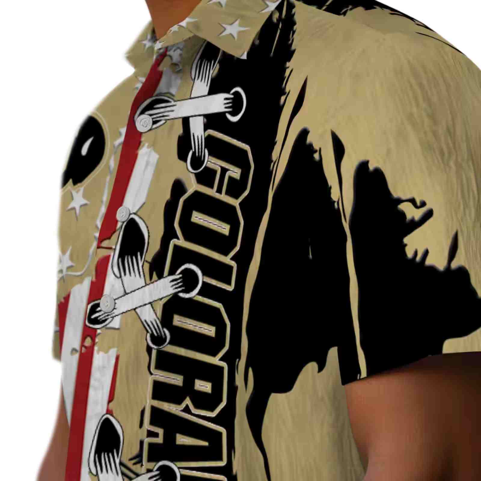 colorado buffaloes stitched flag gold hawaiian shirt trendy