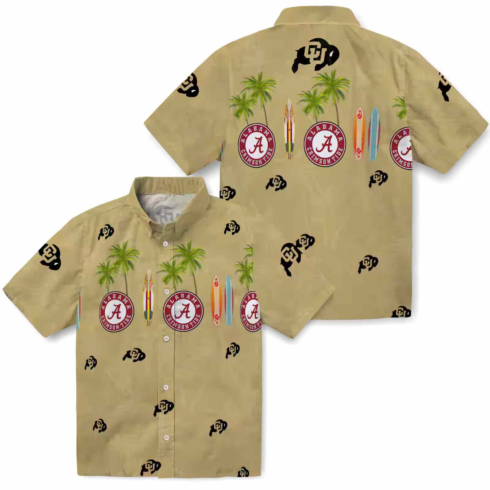 colorado buffaloes surfboard palm gold hawaiian shirt high quality