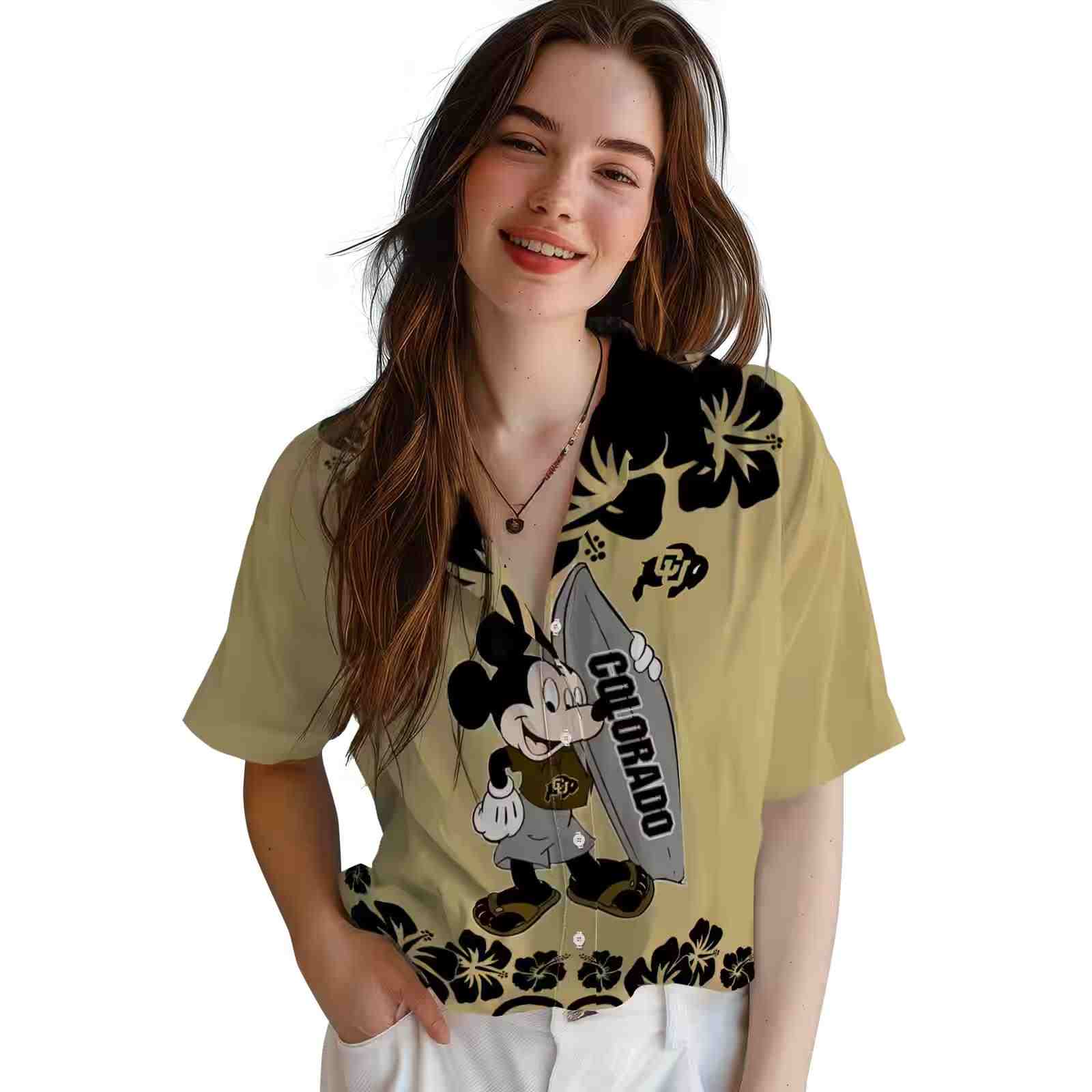 colorado buffaloes surfing mickey gold hawaiian shirt latest model