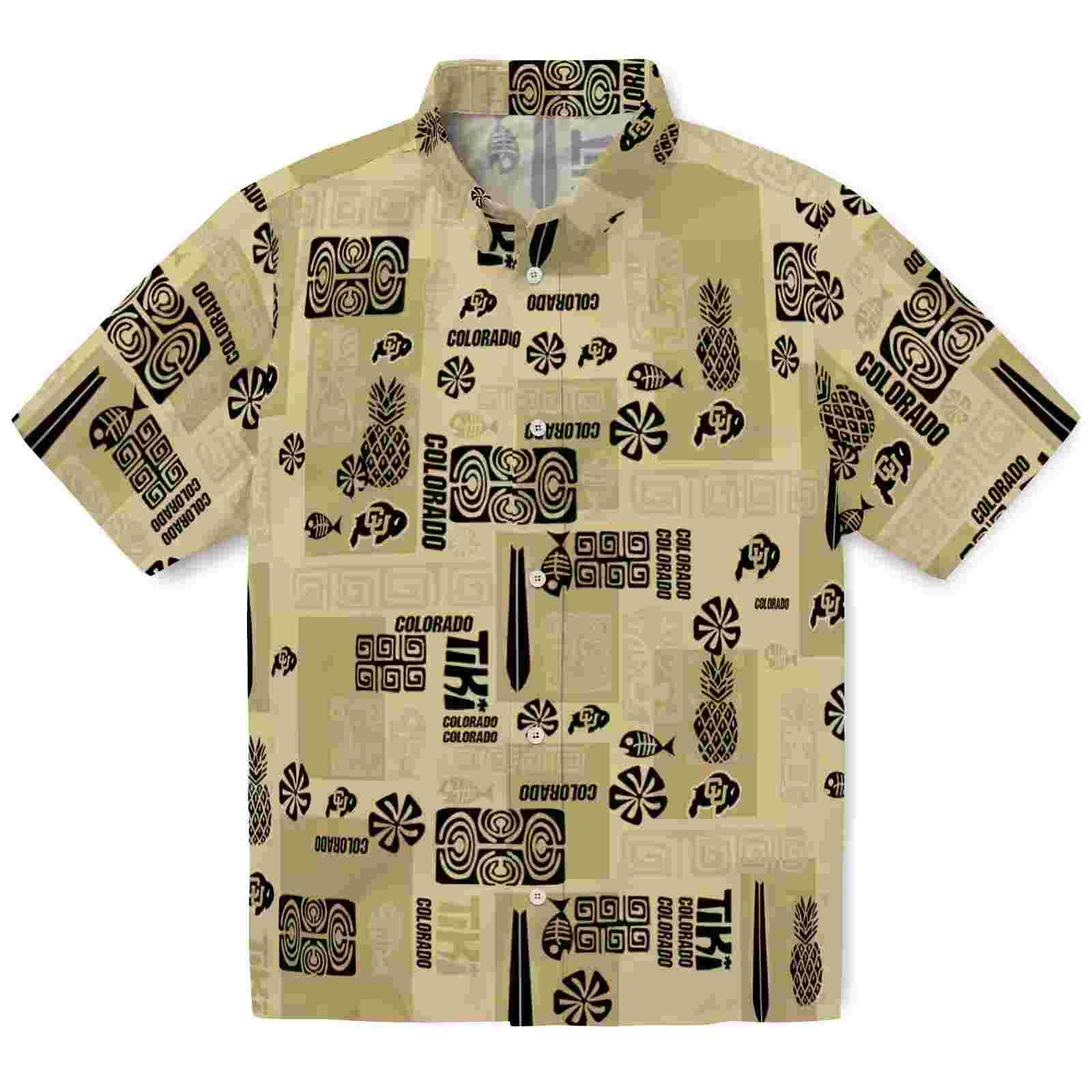 Colorado Buffaloes Tribal Symbols Gold Hawaiian Shirt