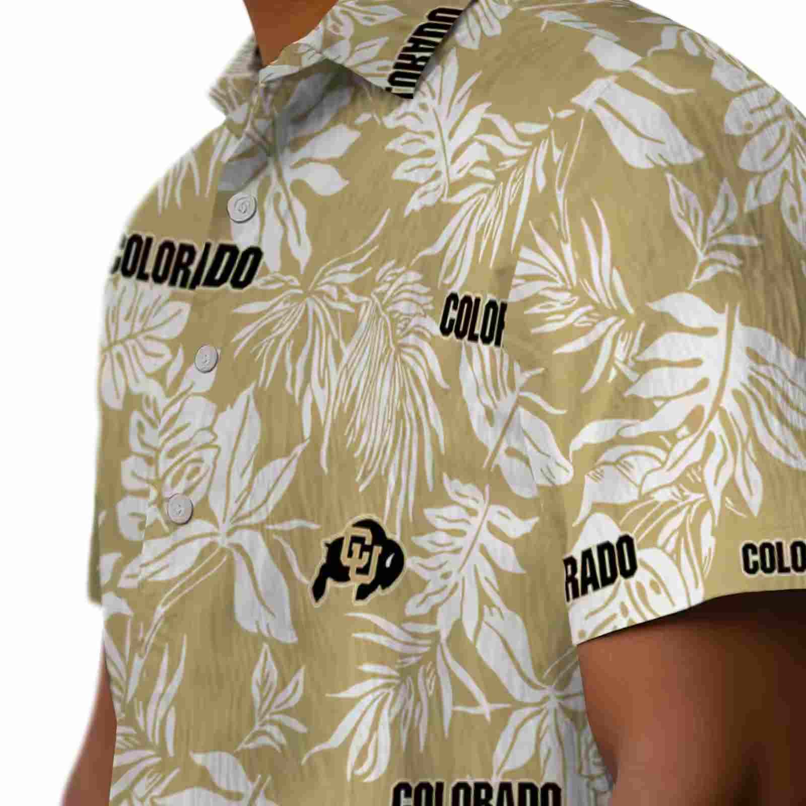 colorado buffaloes tropical leaf gold white hawaiian shirt trendy