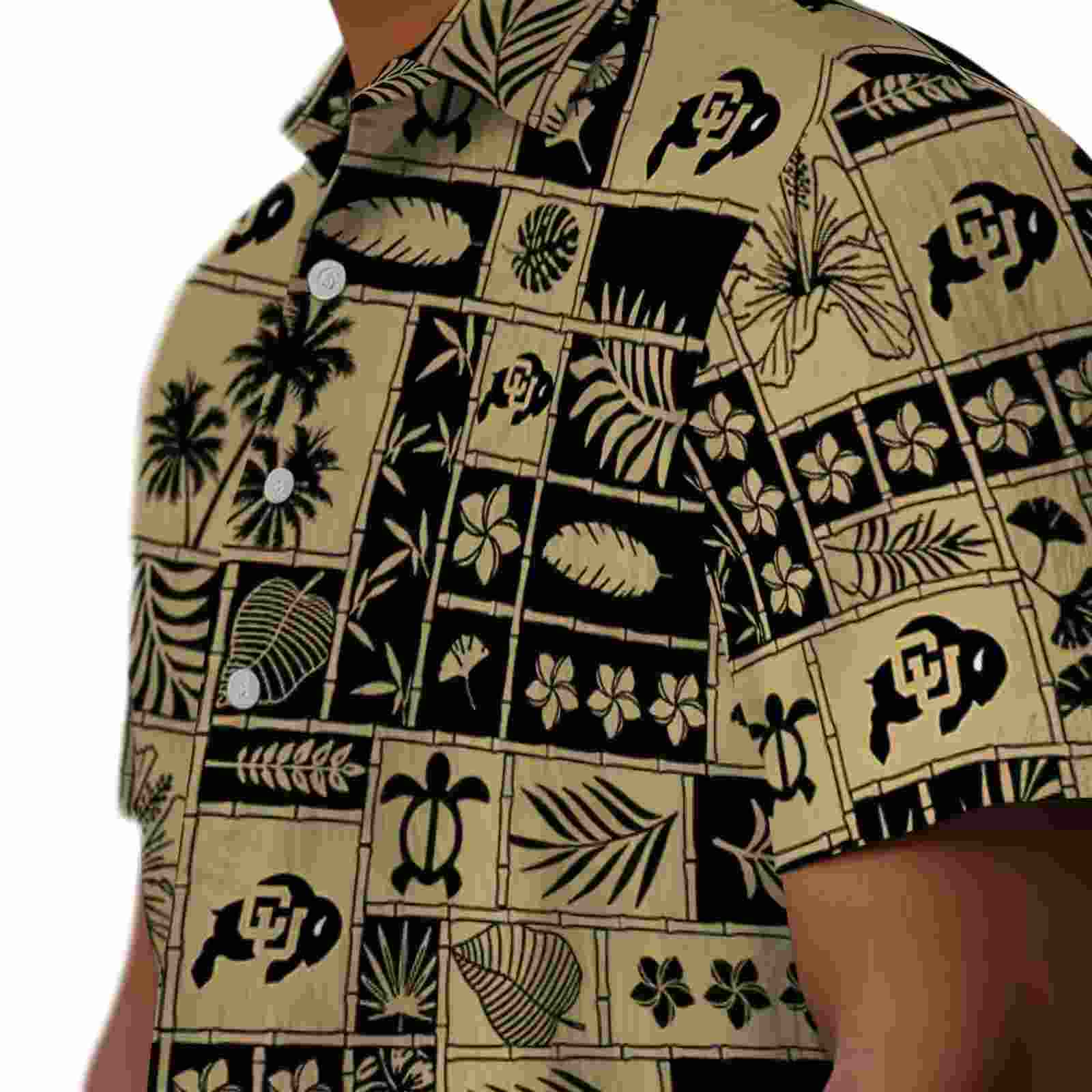 colorado buffaloes tropical patchwork gold black hawaiian shirt trendy