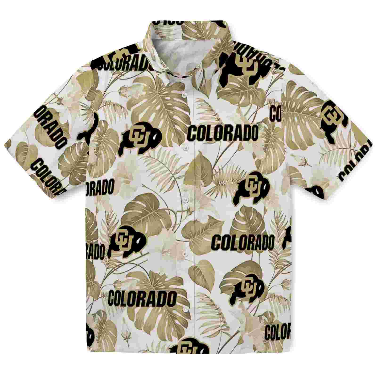 Colorado Buffaloes Tropical Plants Gold White Hawaiian Shirt