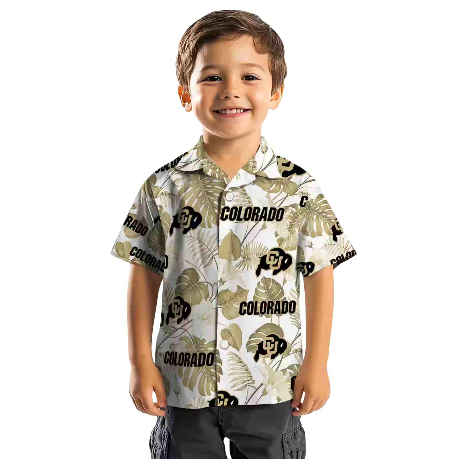 colorado buffaloes tropical plants gold white hawaiian shirt top rated