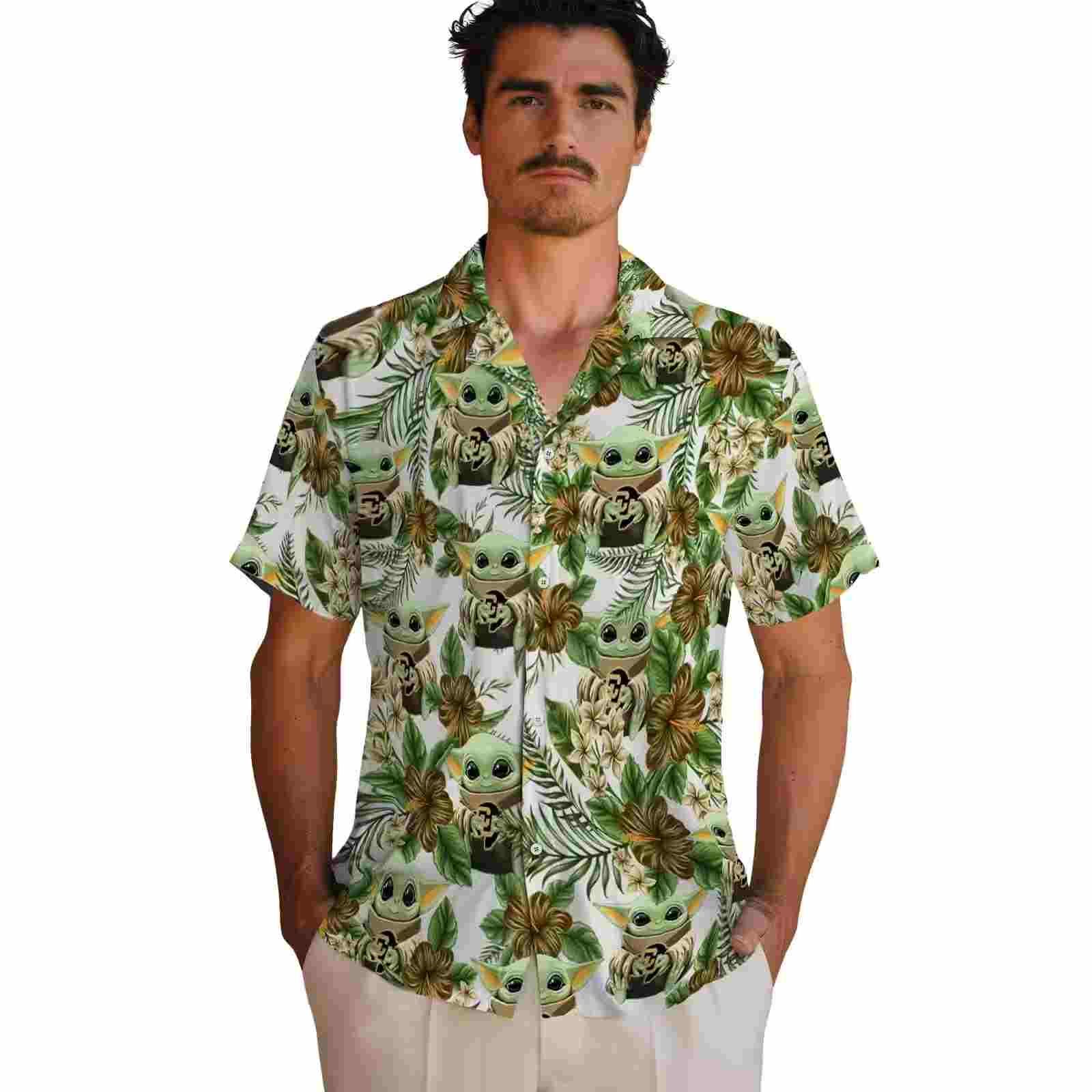 colorado buffaloes tropical yoda green hawaiian shirt fashion forward