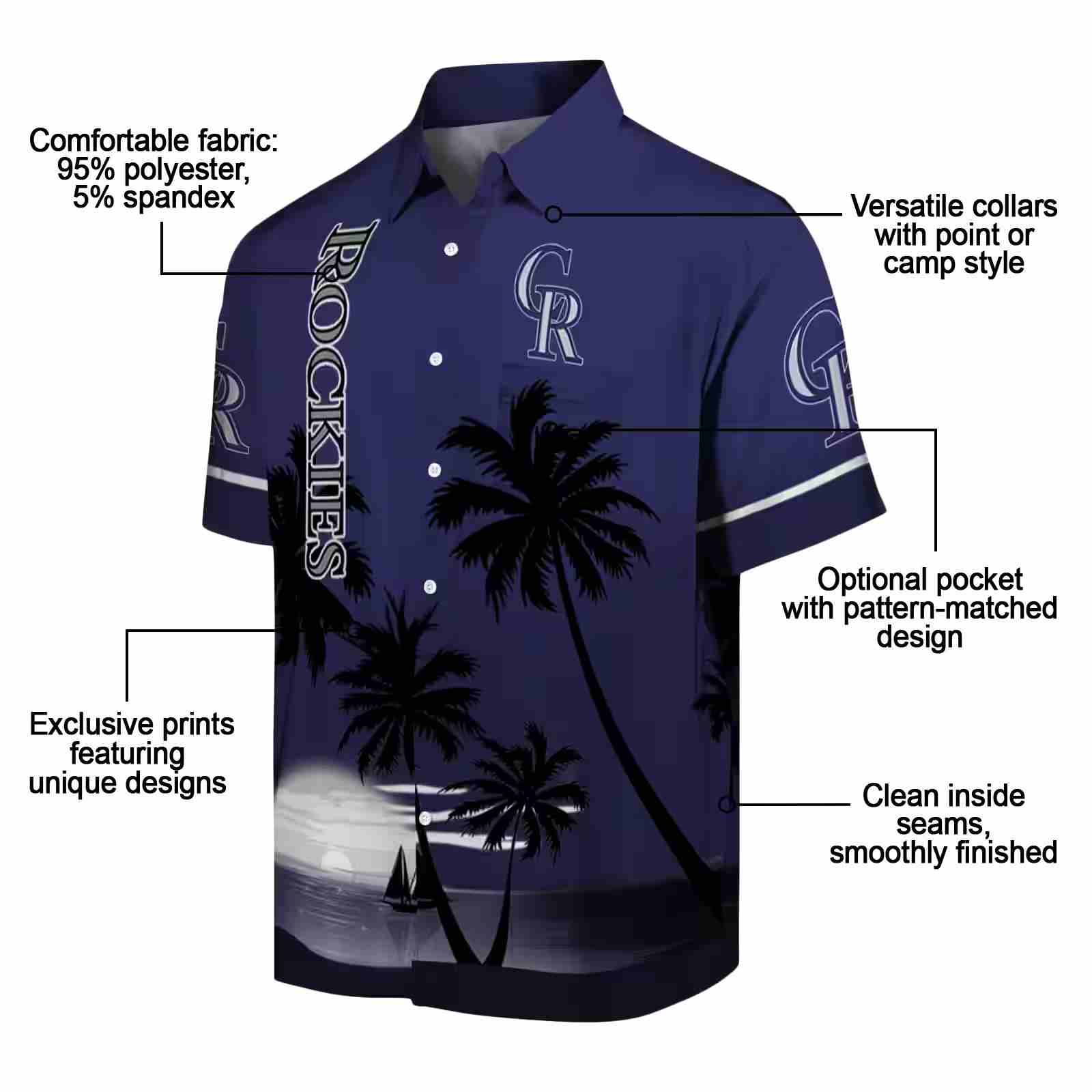 colorado rockies beach sunset blue black hawaiian shirt new arrival