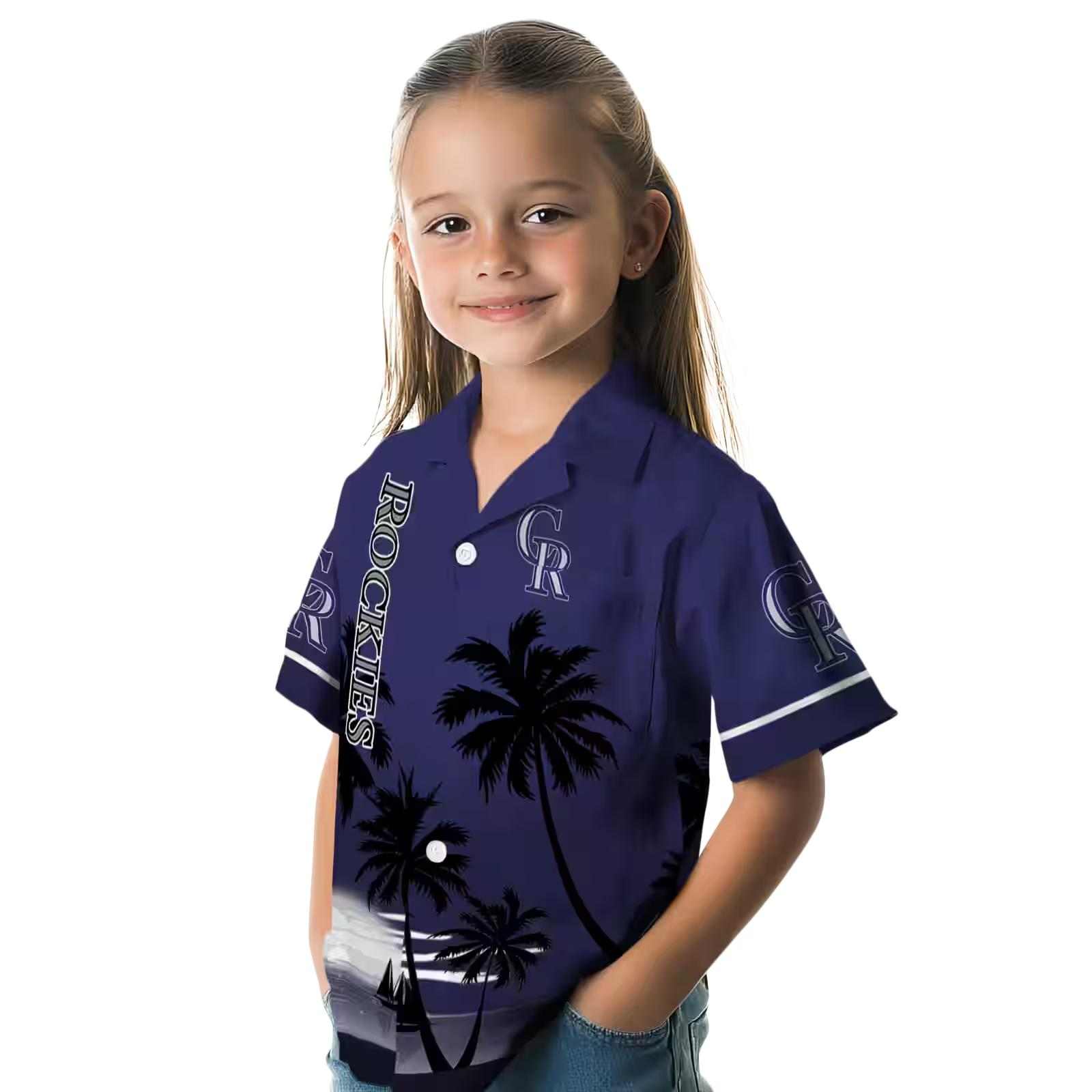 colorado rockies beach sunset blue black hawaiian shirt premium grade