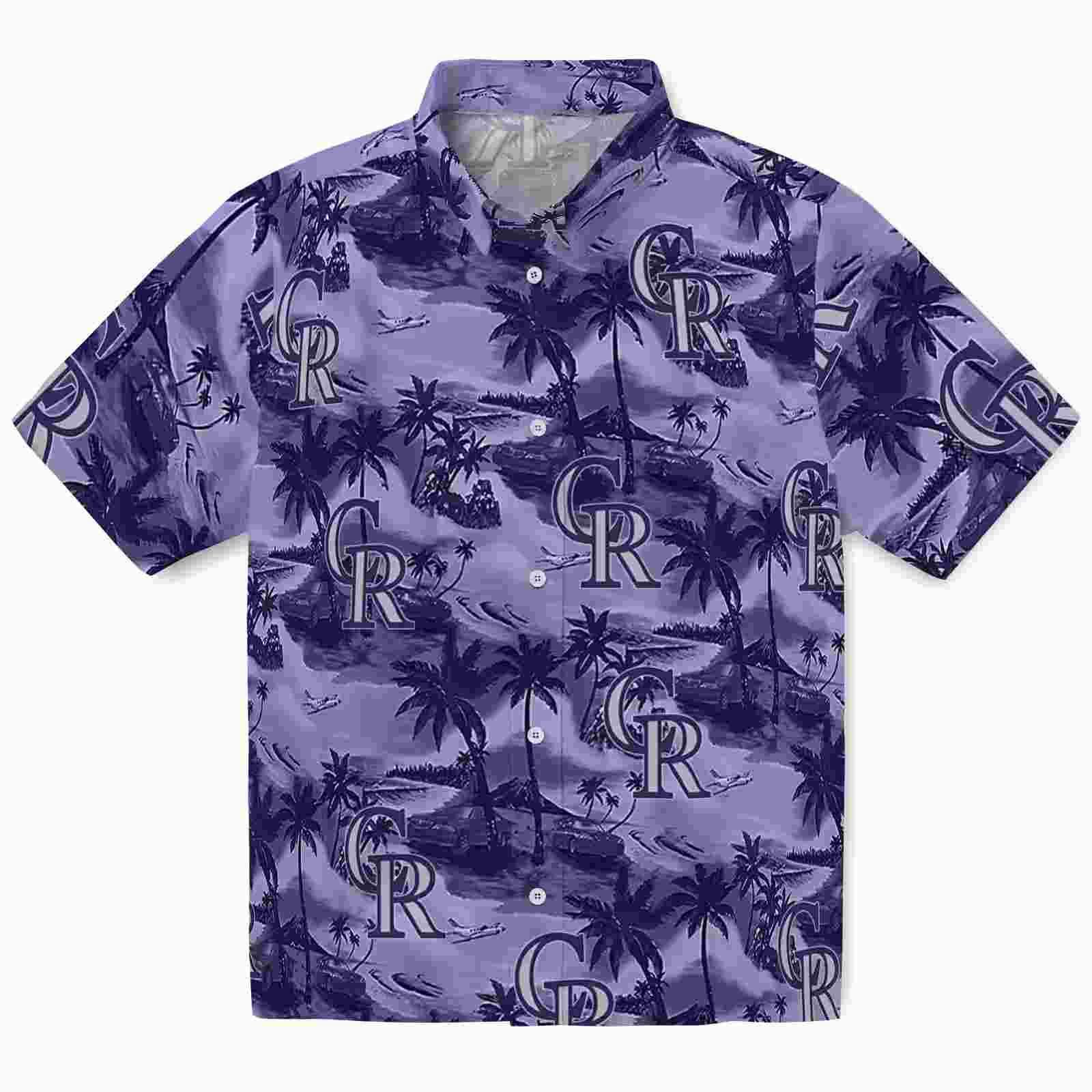 Colorado Rockies Coastal Palms Blue Hawaiian Shirt