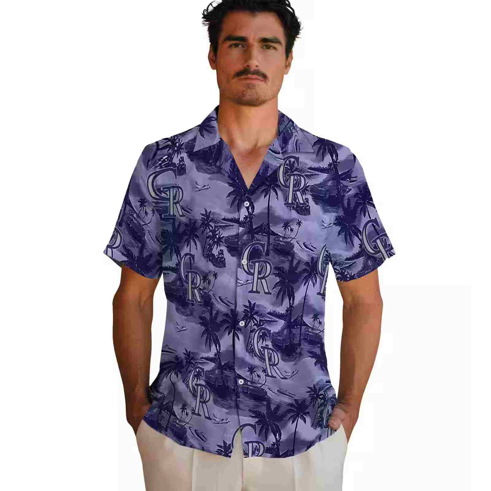 colorado rockies coastal palms blue hawaiian shirt fashion forward