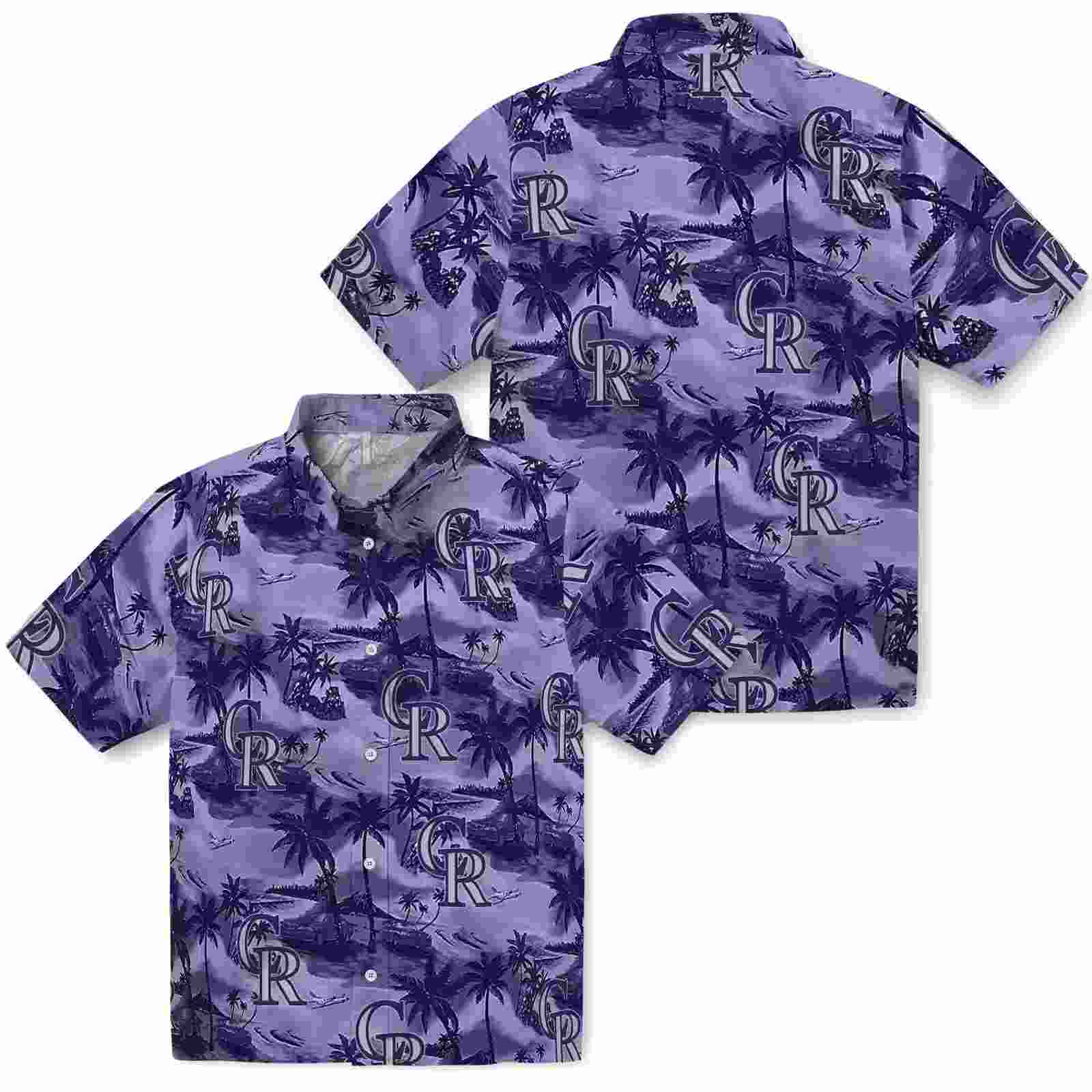 colorado rockies coastal palms blue hawaiian shirt high quality