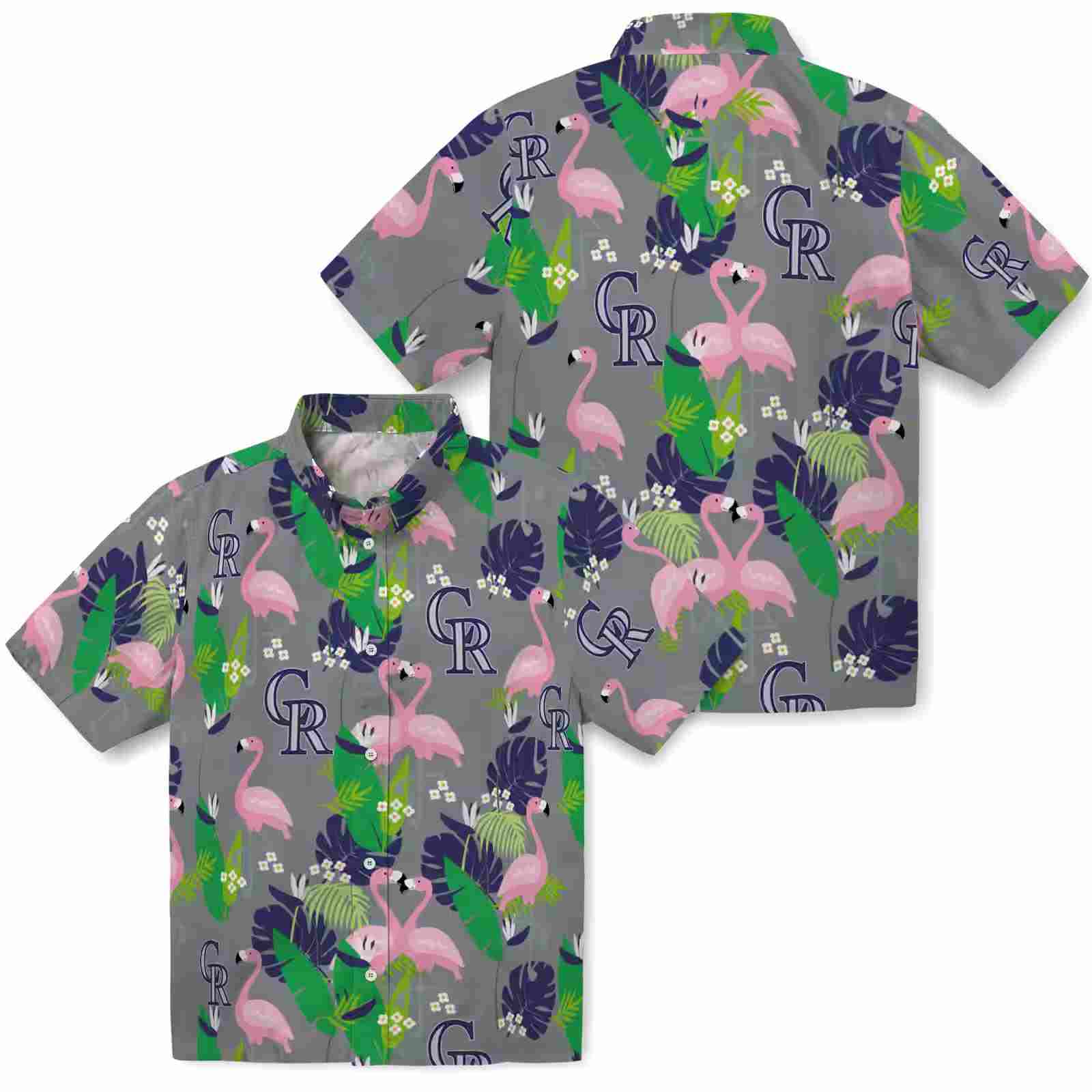 colorado rockies flamingo foliage blue green hawaiian shirt high quality