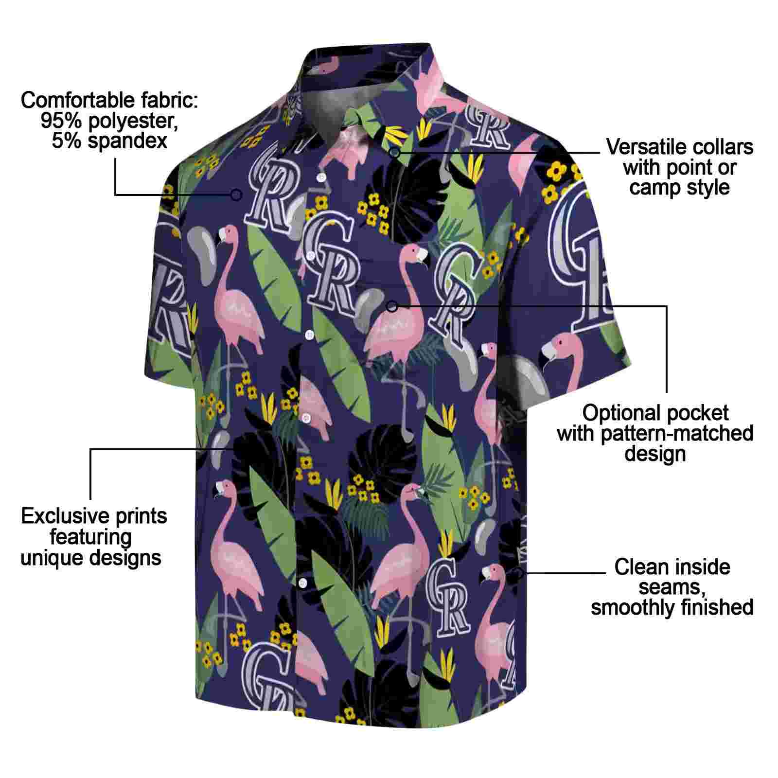 colorado rockies flamingo leaves blue hawaiian shirt new arrival