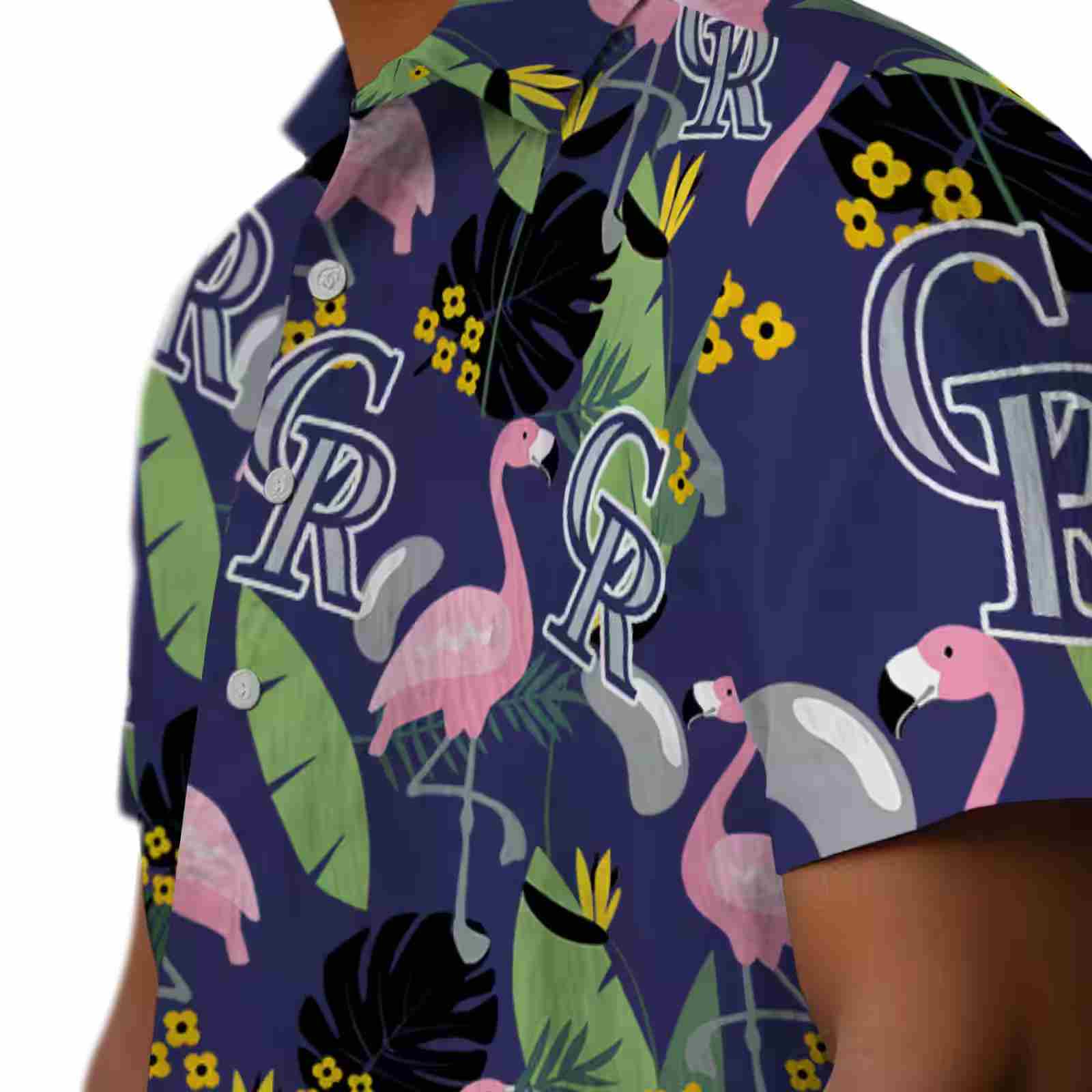 colorado rockies flamingo leaves blue hawaiian shirt trendy