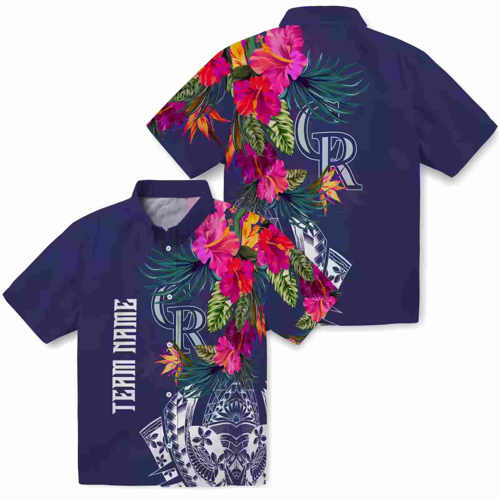 colorado rockies floral polynesian blue hawaiian shirt high quality