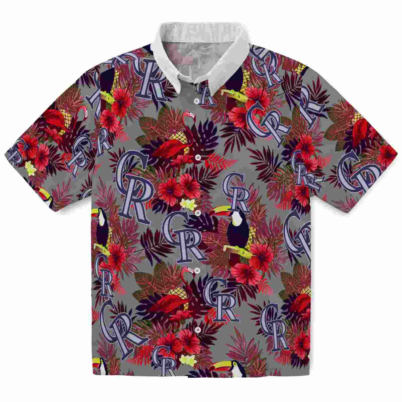 Colorado Rockies Floral Toucan Blue Red Hawaiian Shirt