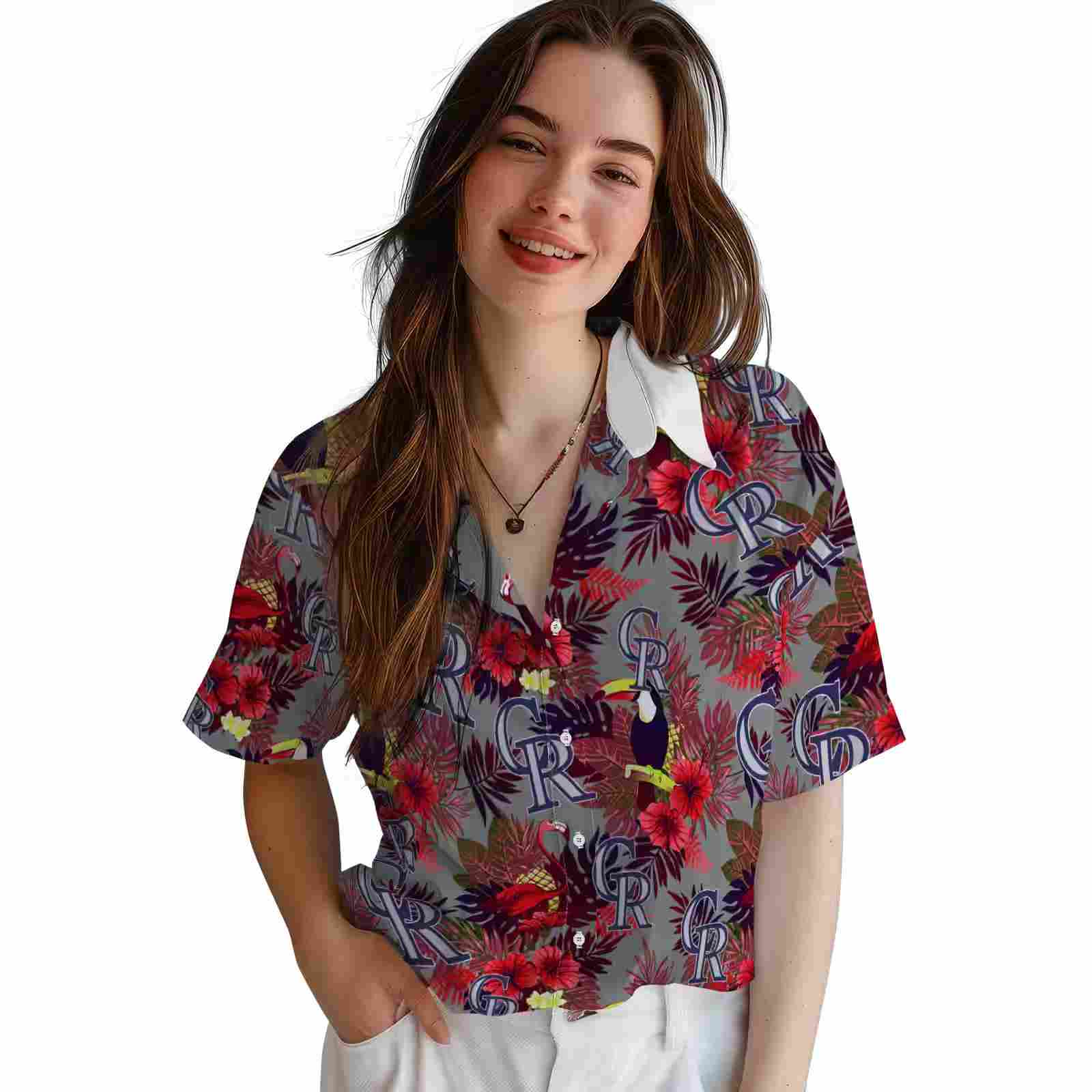 colorado rockies floral toucan blue red hawaiian shirt latest model