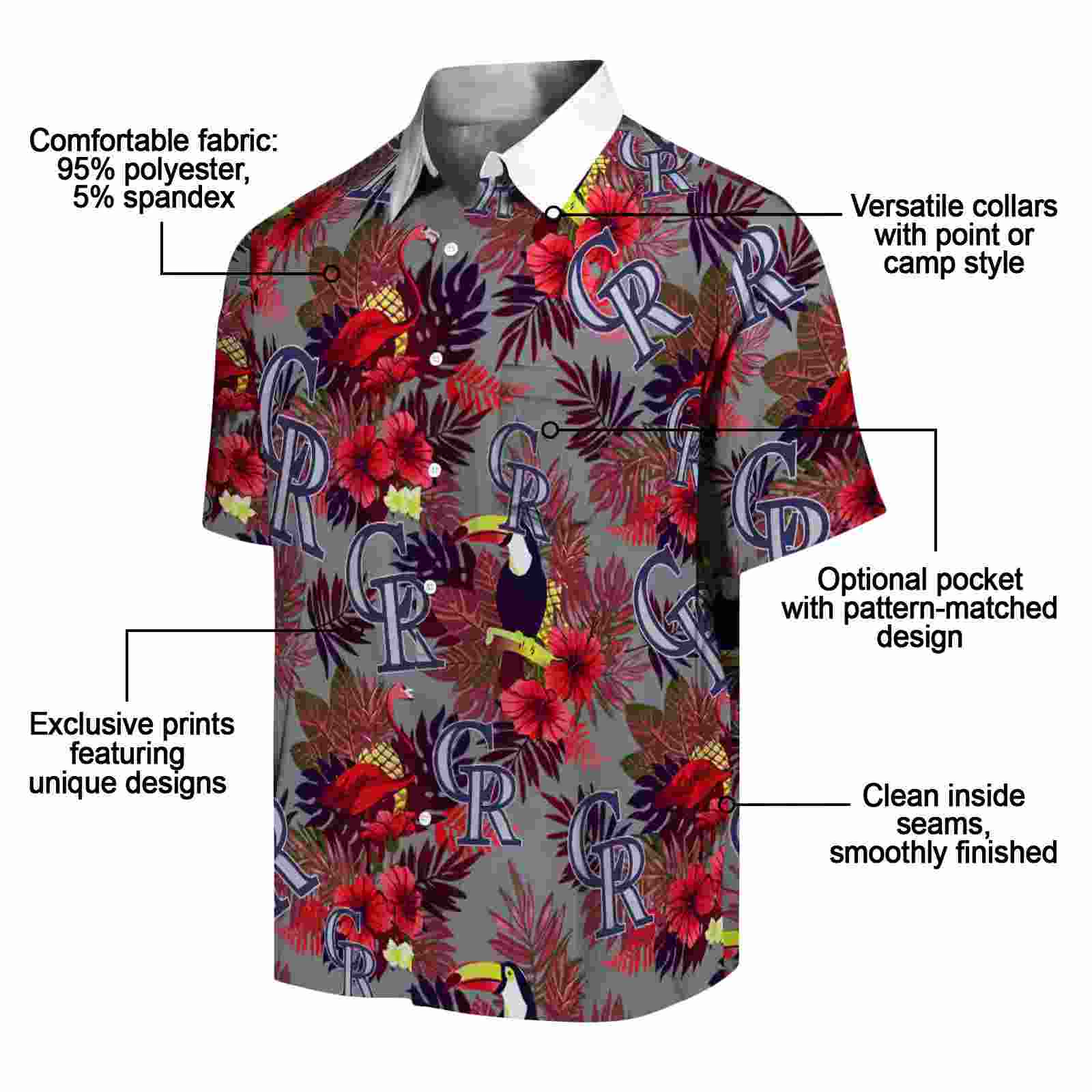 colorado rockies floral toucan blue red hawaiian shirt new arrival