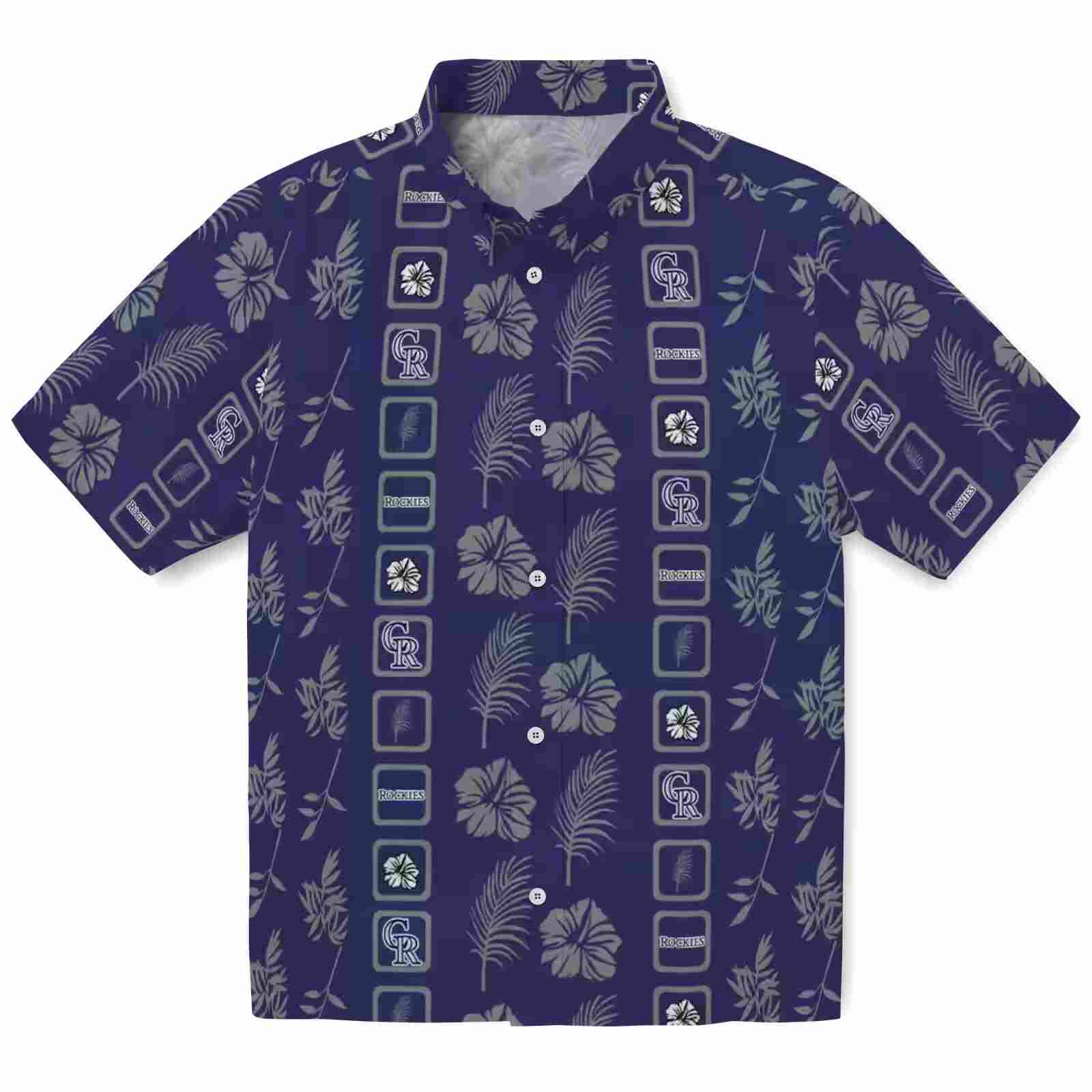 Colorado Rockies Framed Floral Blue Hawaiian Shirt