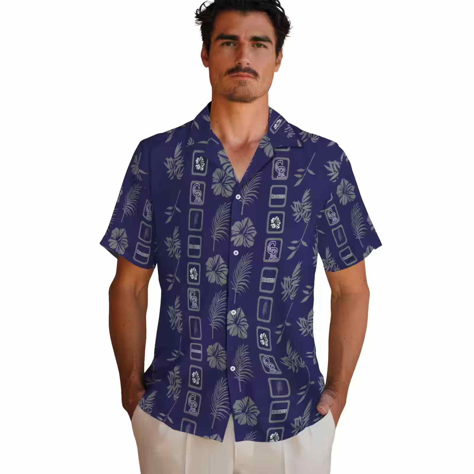 colorado rockies framed floral blue hawaiian shirt fashion forward