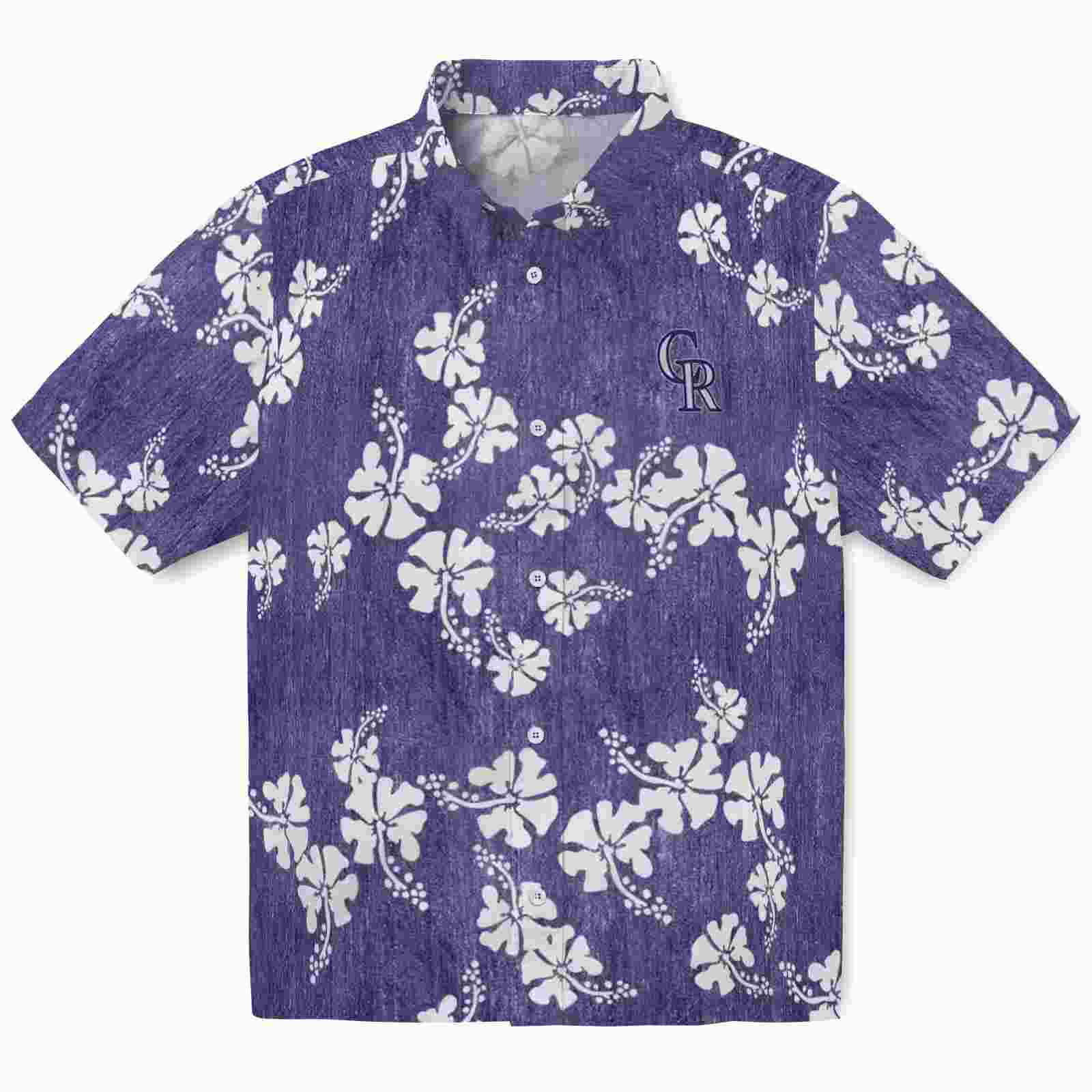 Colorado Rockies Hibiscus Clusters Blue Hawaiian Shirt