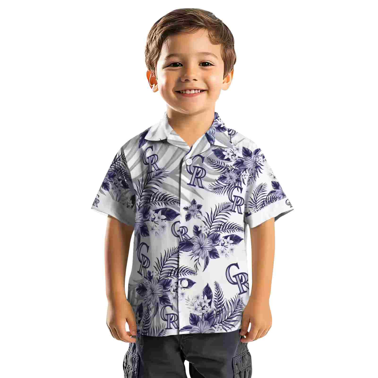 colorado rockies hibiscus palm leaves blue white hawaiian shirt top rated