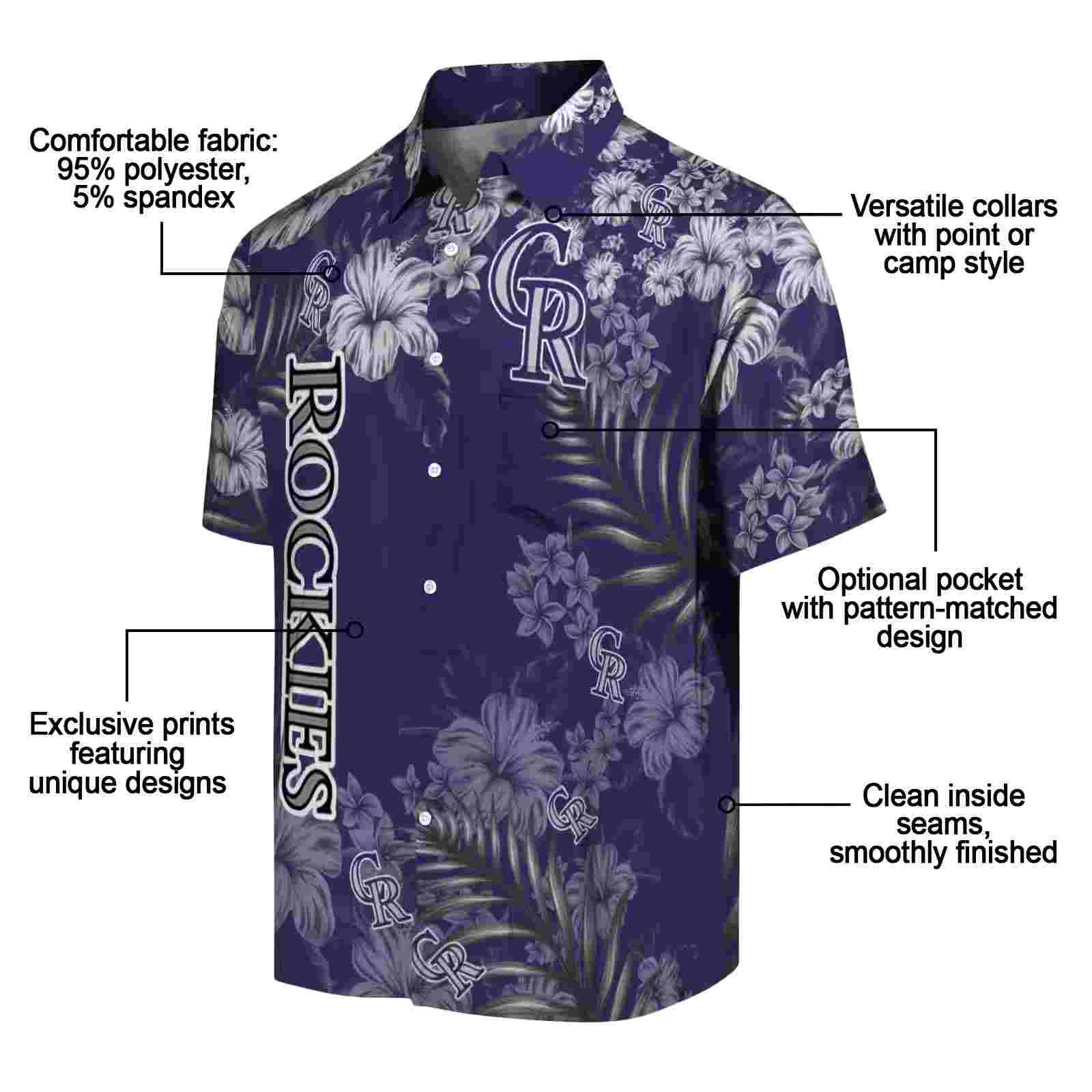 colorado rockies hibiscus print blue hawaiian shirt new arrival