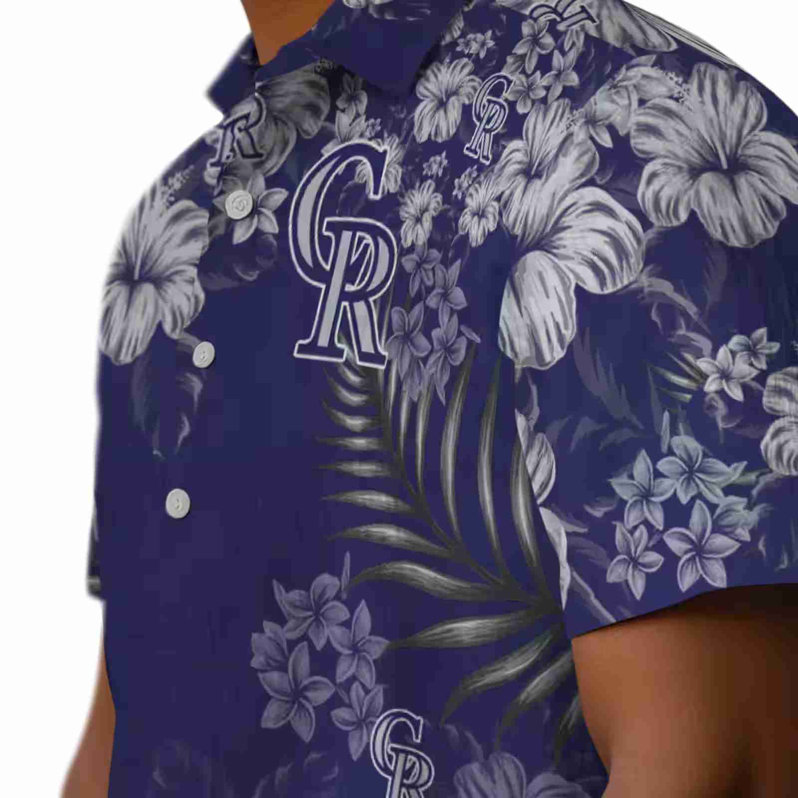 colorado rockies hibiscus print blue hawaiian shirt trendy