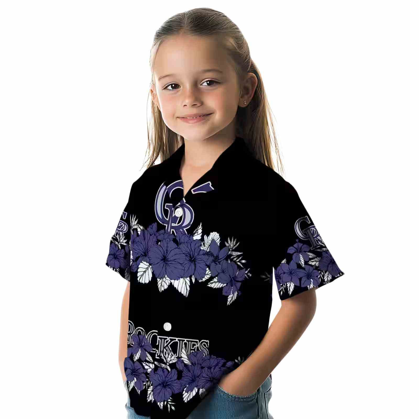 colorado rockies hibiscus stripe blue black hawaiian shirt premium grade