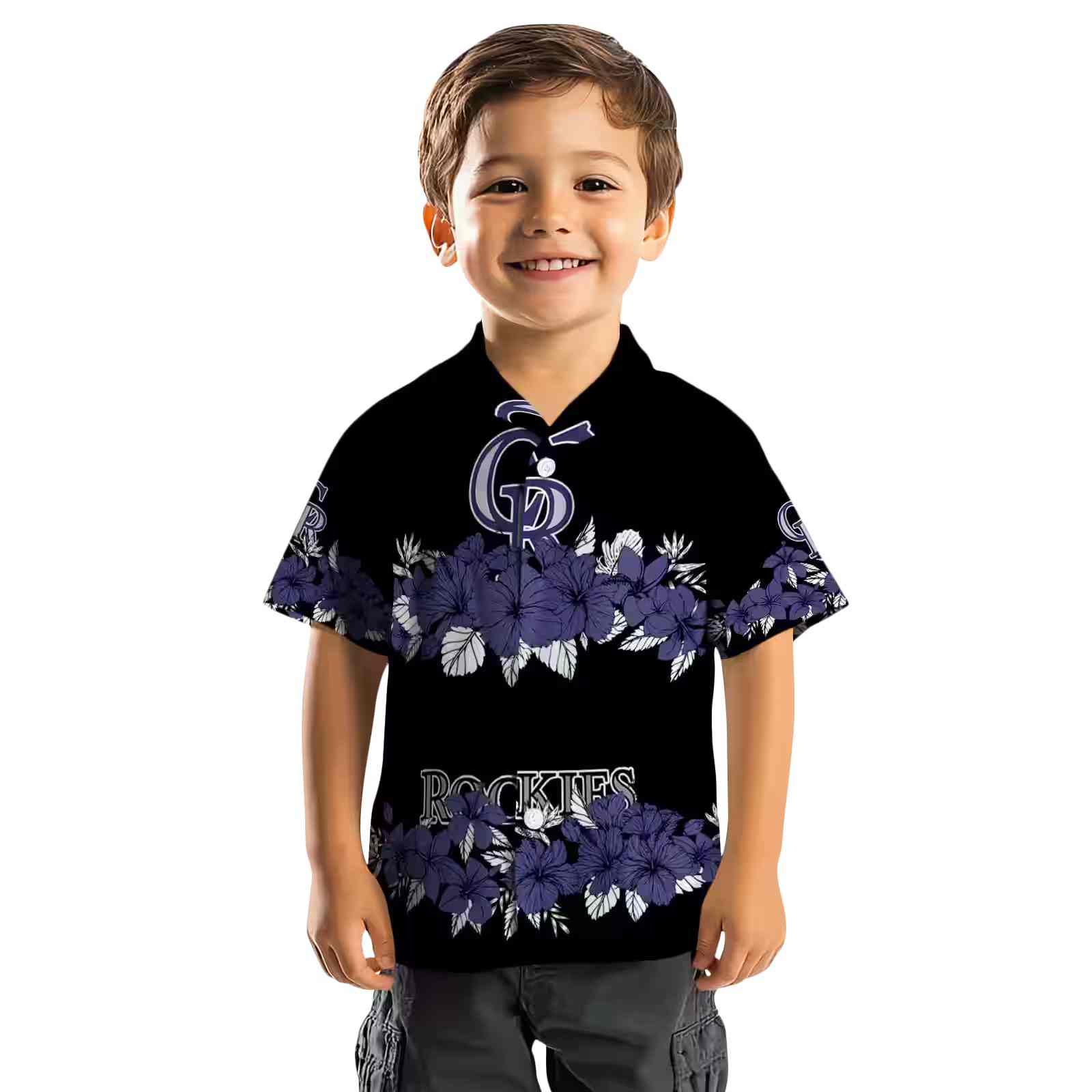 colorado rockies hibiscus stripe blue black hawaiian shirt top rated