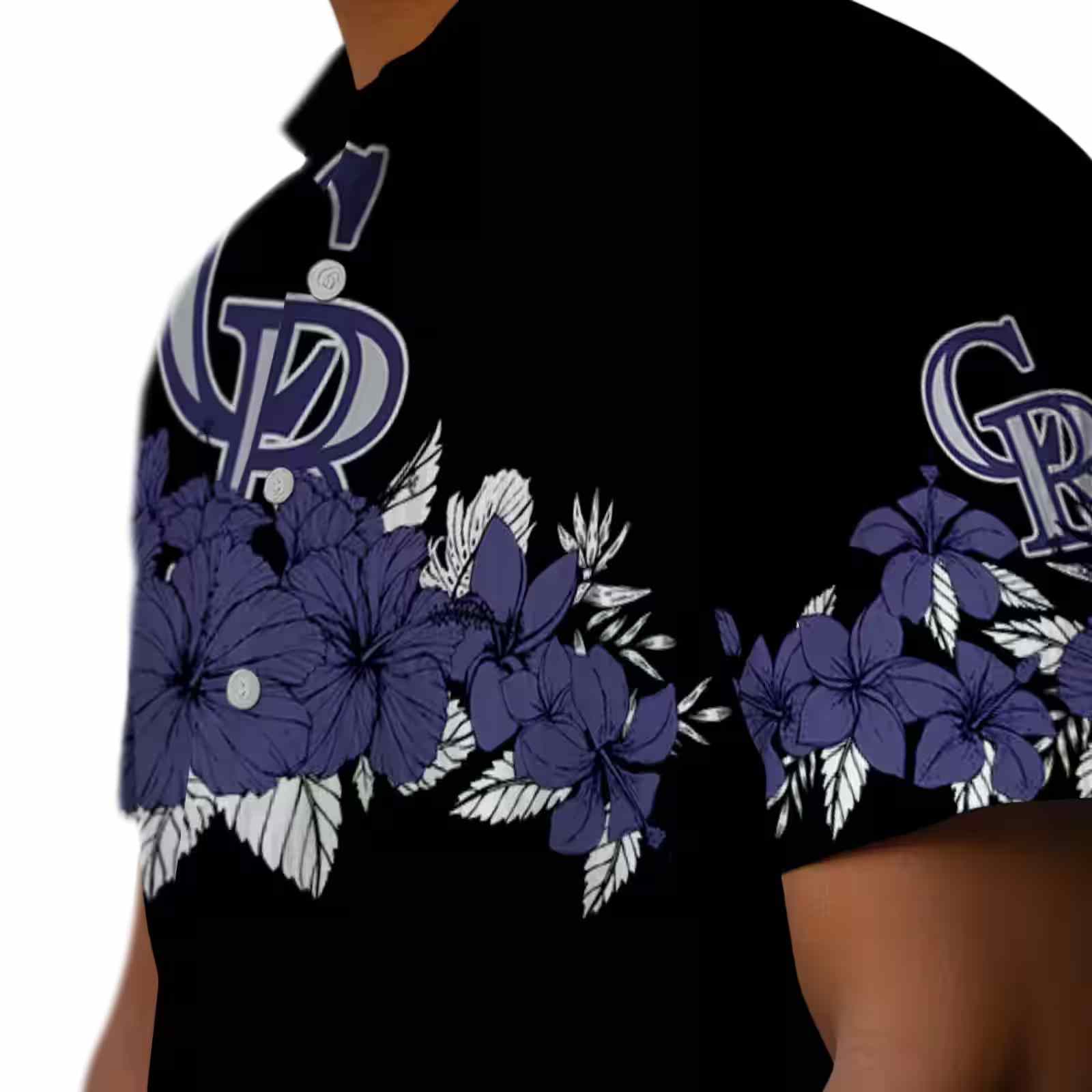 colorado rockies hibiscus stripe blue black hawaiian shirt trendy