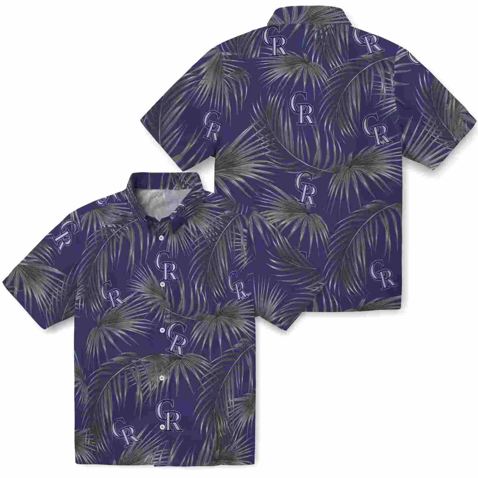 colorado rockies leafy palms blue hawaiian shirt high quality