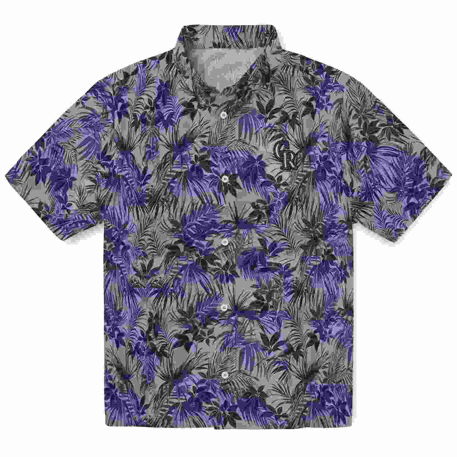 Colorado Rockies Leafy Pattern Blue Hawaiian Shirt