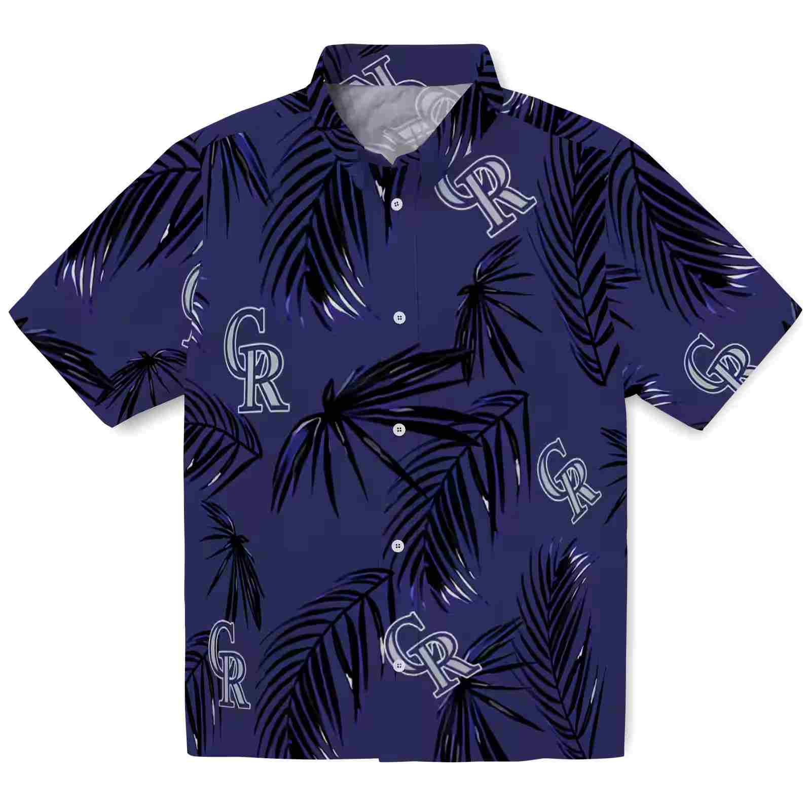 Colorado Rockies Palm Leaf Blue Hawaiian Shirt