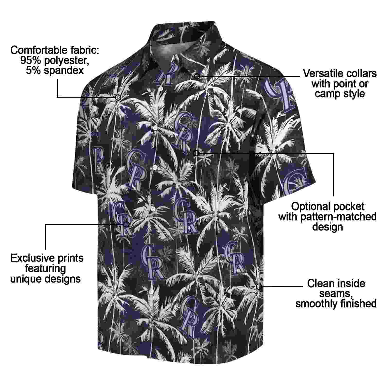 colorado rockies palm pattern blue black hawaiian shirt new arrival