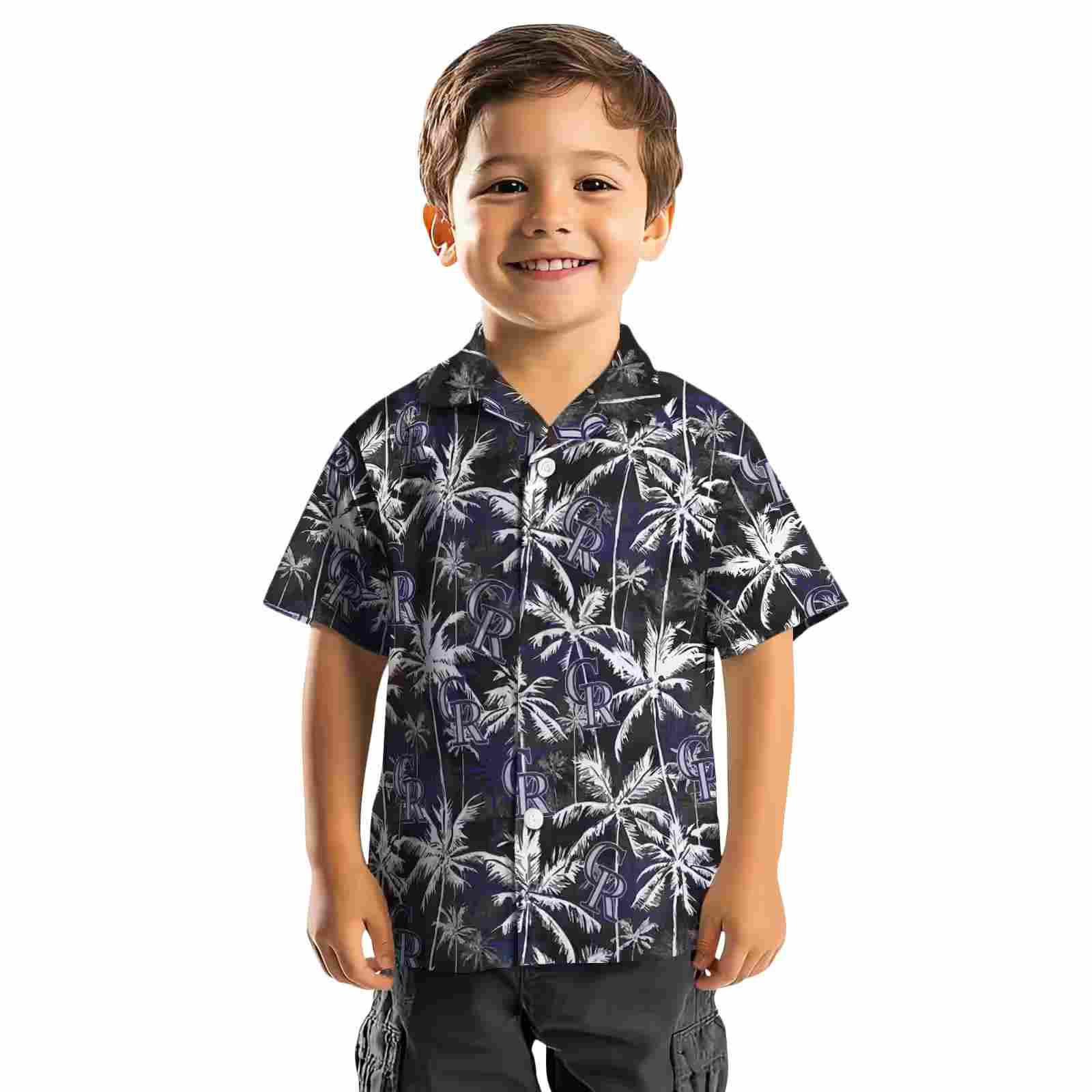 colorado rockies palm pattern blue black hawaiian shirt top rated