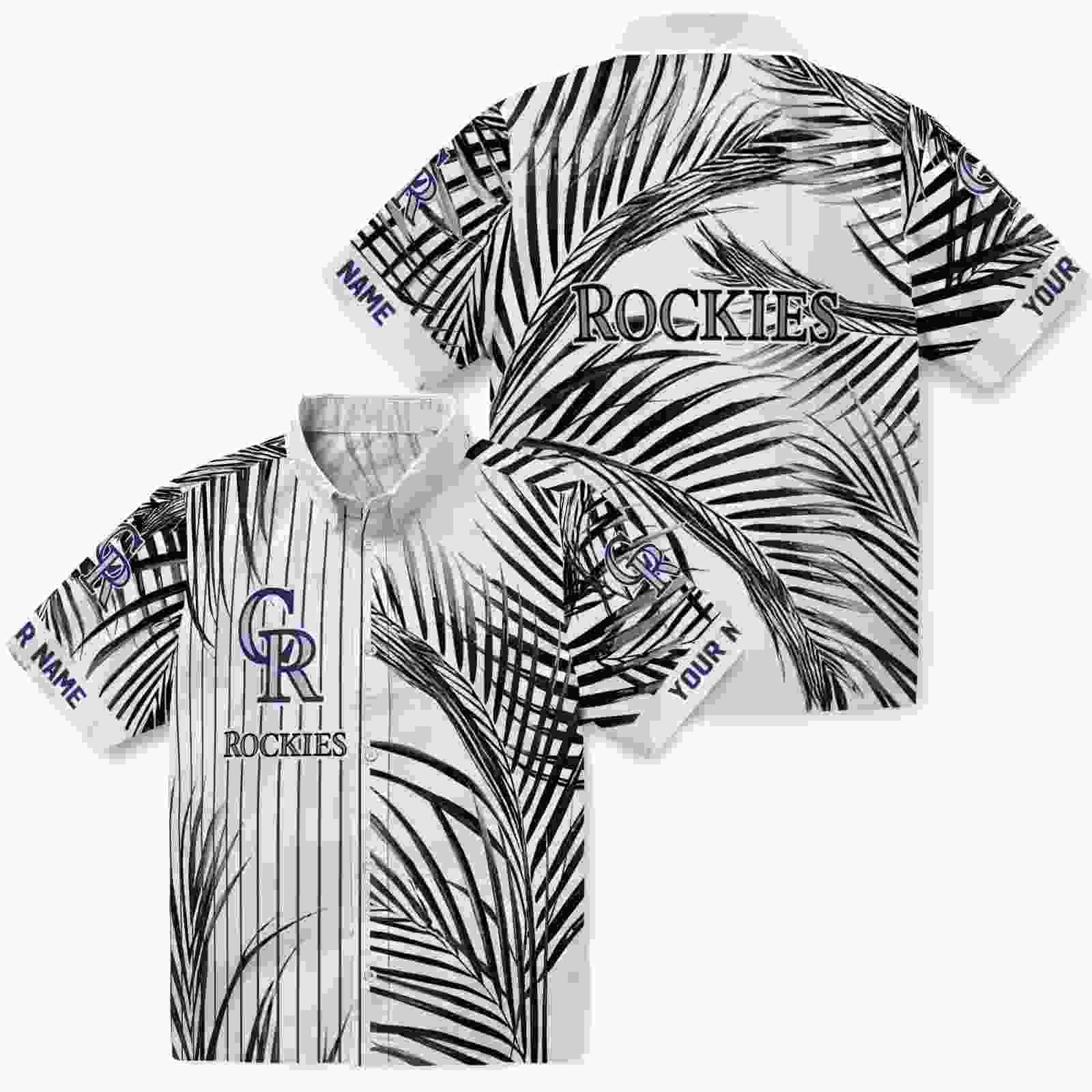 colorado rockies palm stripes blue black white hawaiian shirt high quality