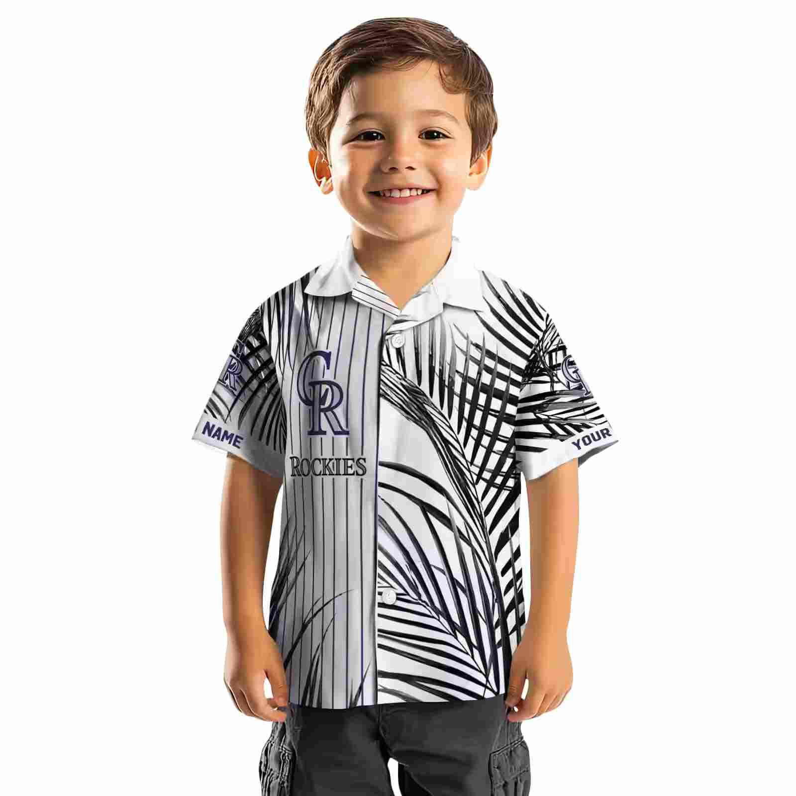 colorado rockies palm stripes blue black white hawaiian shirt top rated