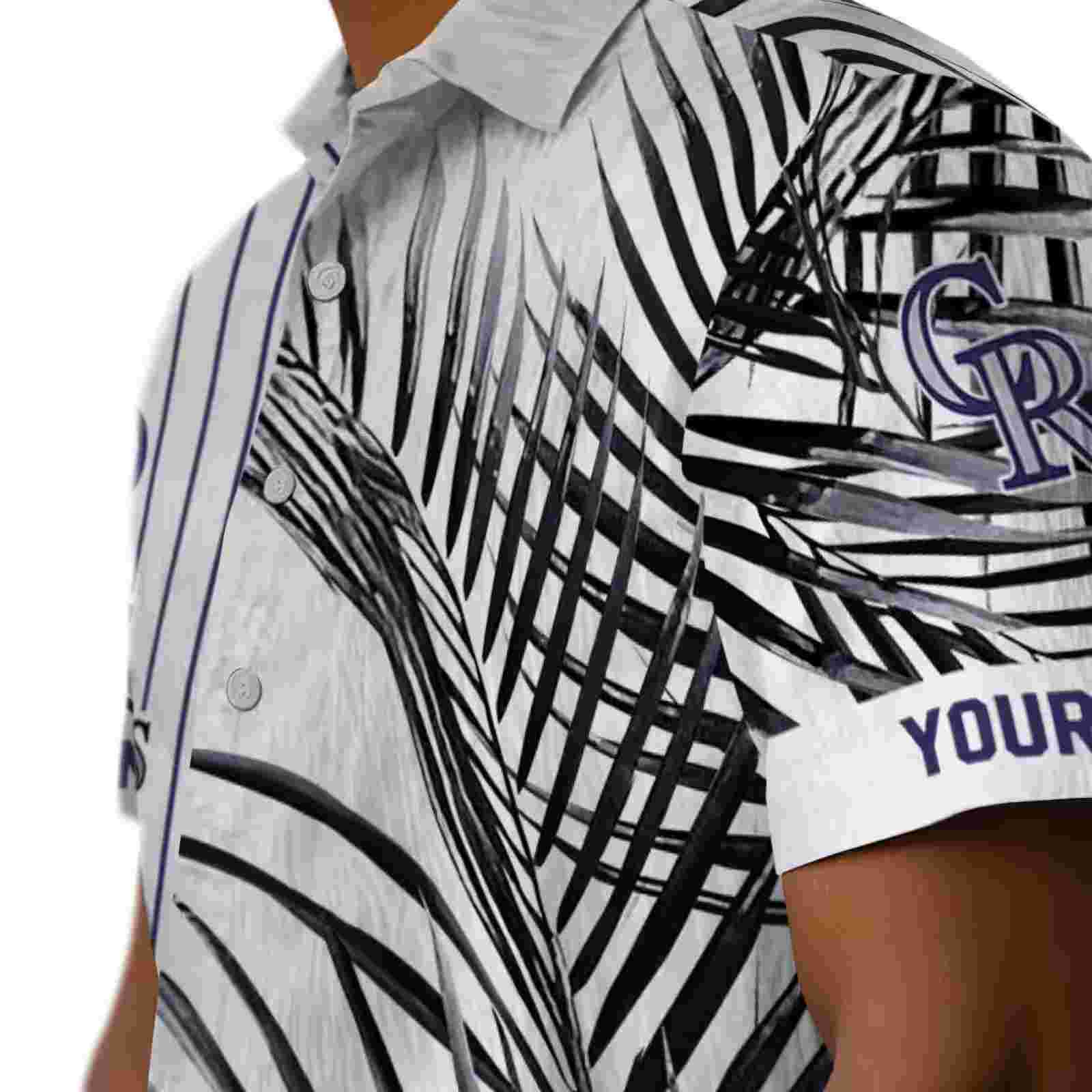 colorado rockies palm stripes blue black white hawaiian shirt trendy