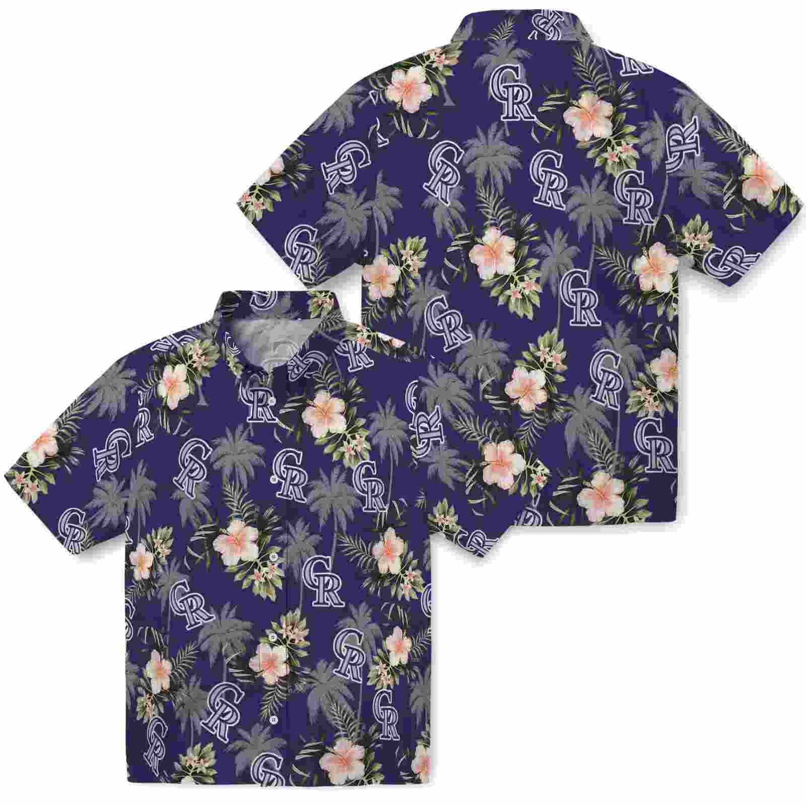 colorado rockies palm tree flower blue hawaiian shirt high quality