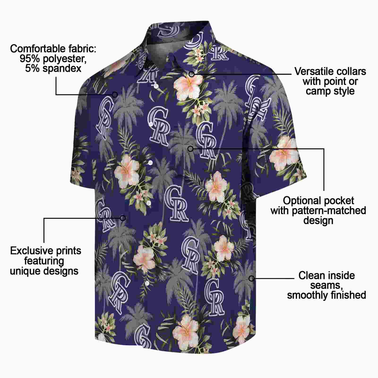 colorado rockies palm tree flower blue hawaiian shirt new arrival