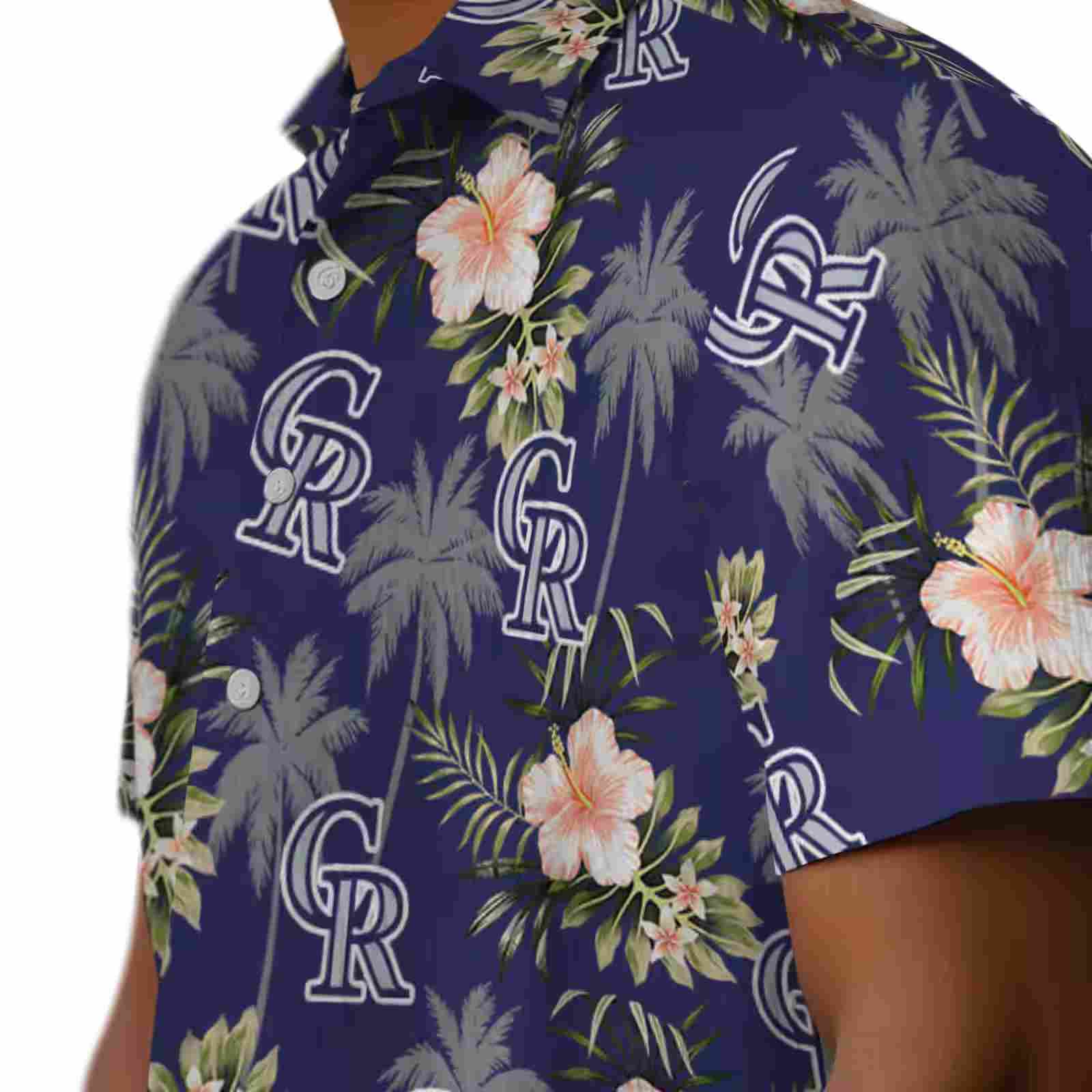 colorado rockies palm tree flower blue hawaiian shirt trendy