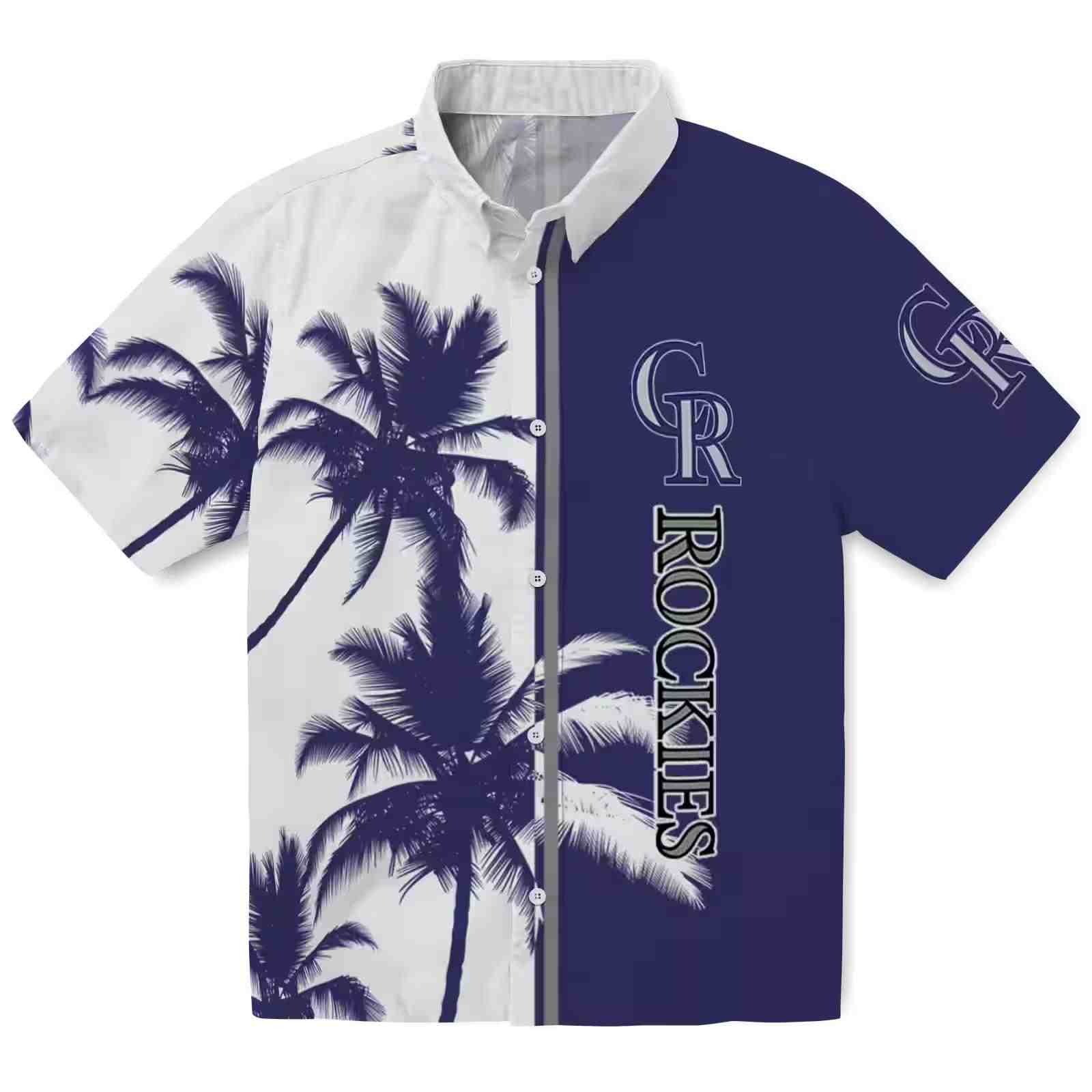 Colorado Rockies Palm Trees Blue White Hawaiian Shirt