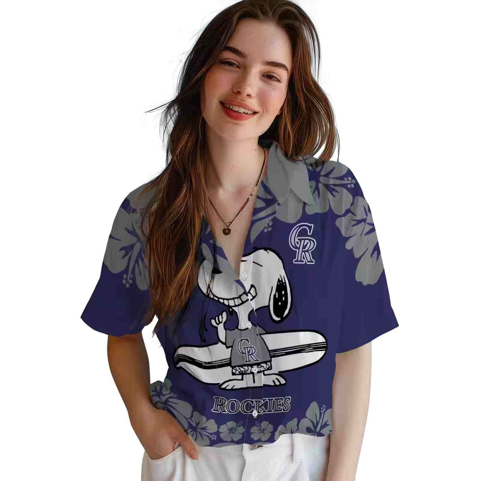 colorado rockies snoopy surf blue white hawaiian shirt latest model