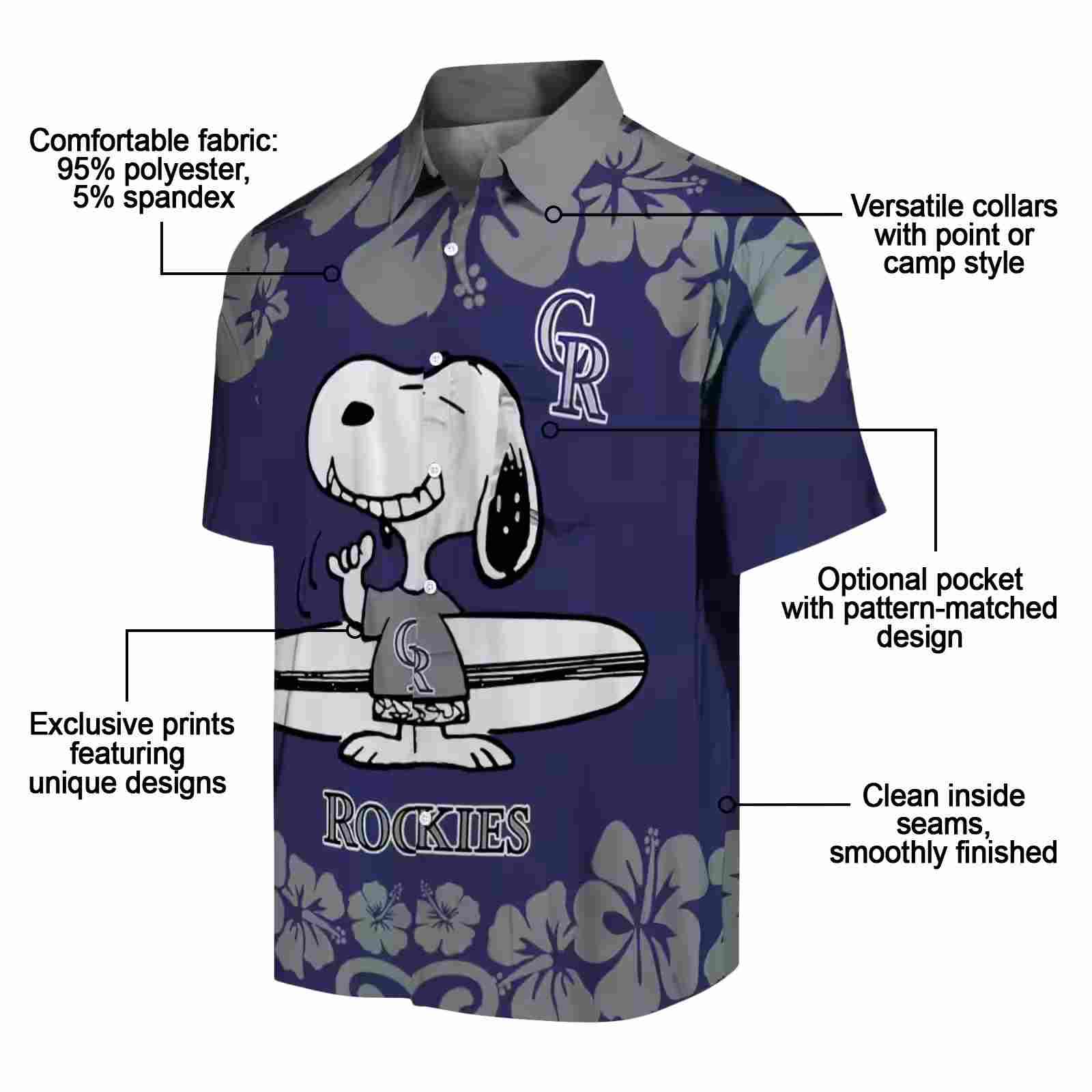 colorado rockies snoopy surf blue white hawaiian shirt new arrival