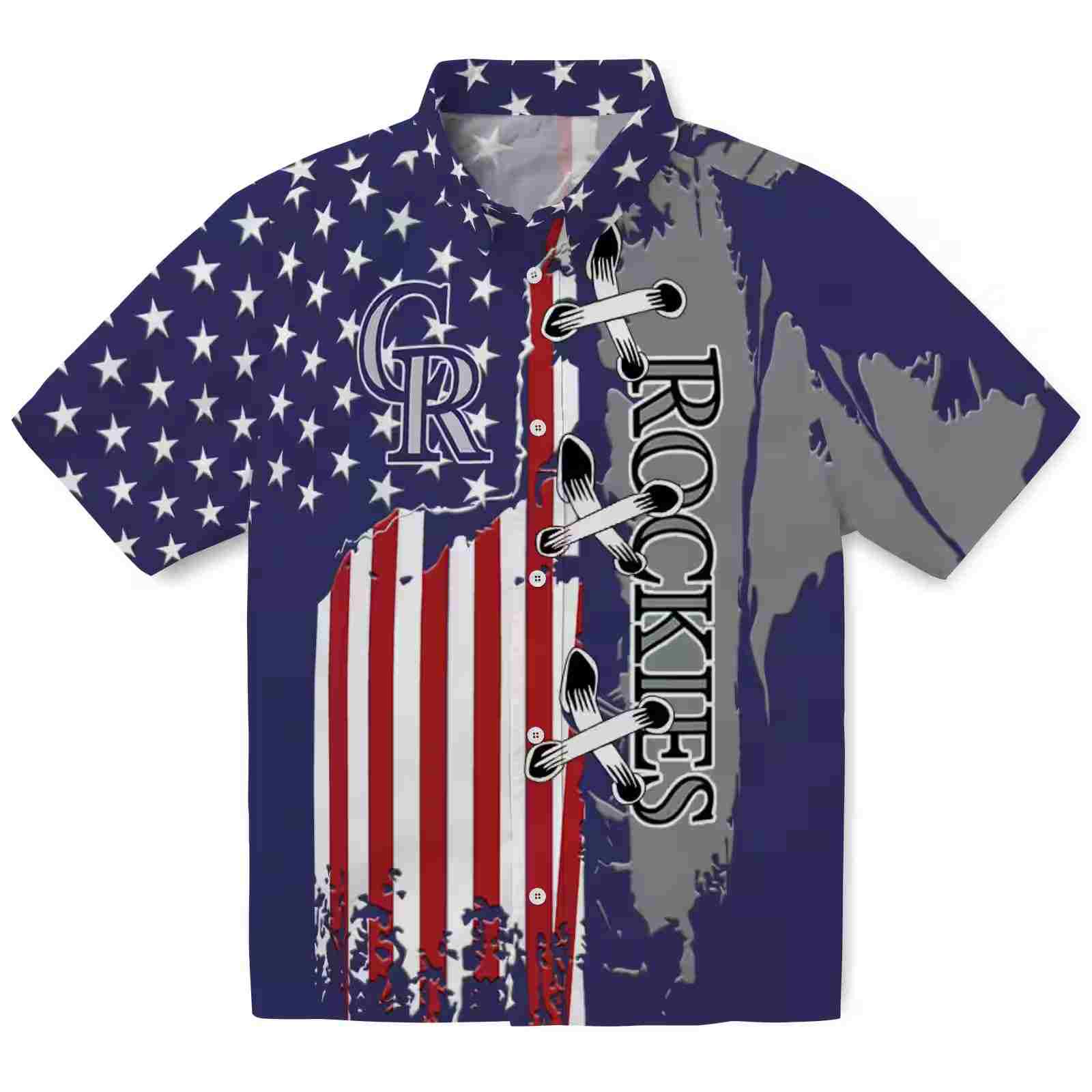 Colorado Rockies Stitched Flag Blue Hawaiian Shirt