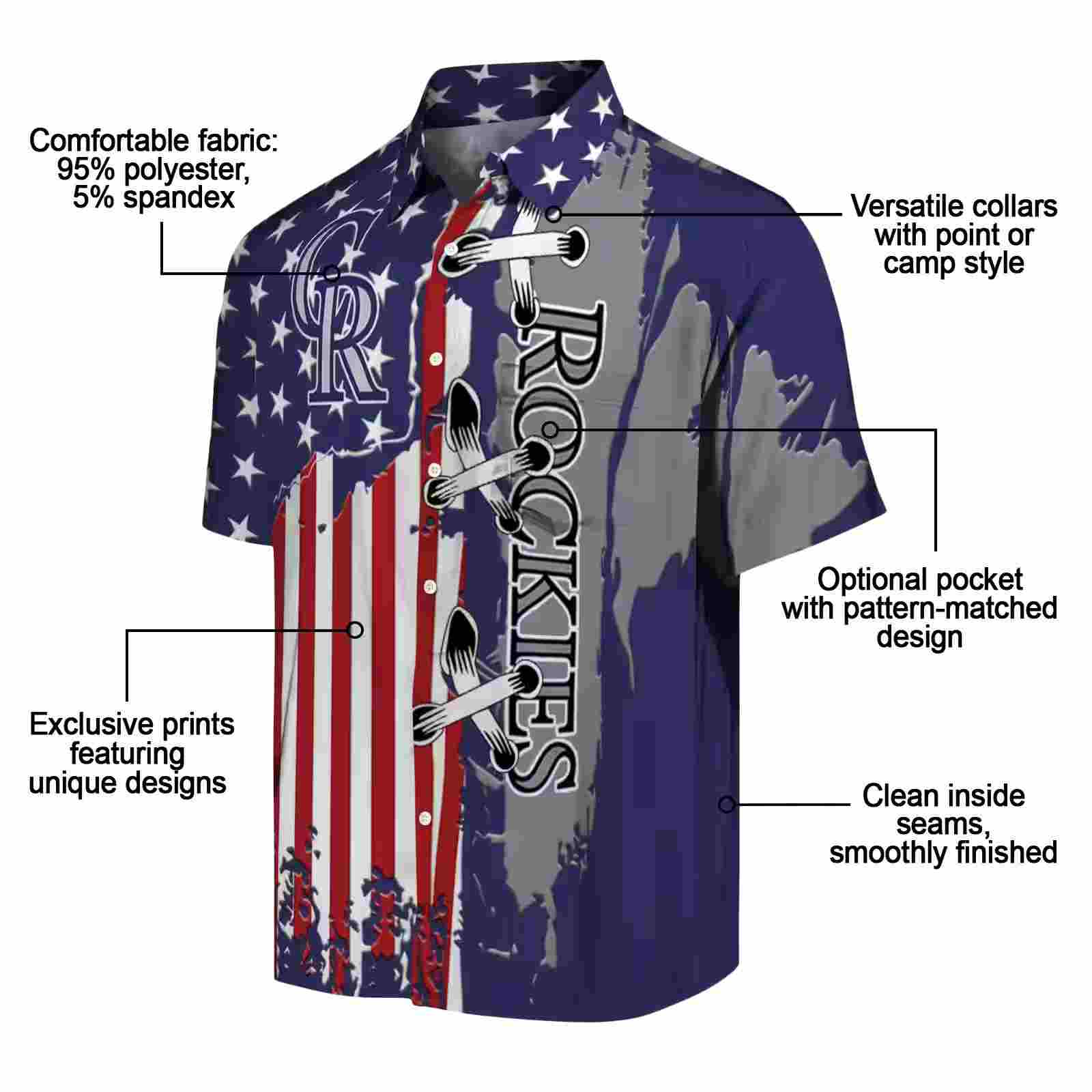 colorado rockies stitched flag blue hawaiian shirt new arrival