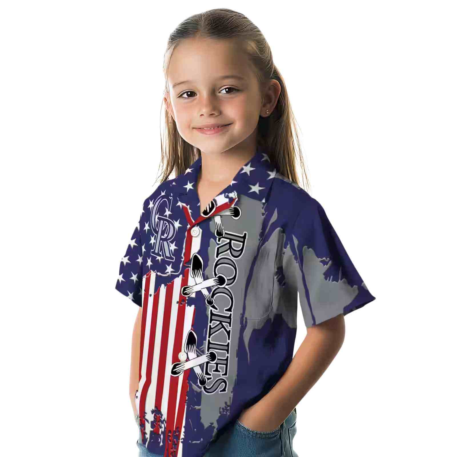 colorado rockies stitched flag blue hawaiian shirt premium grade